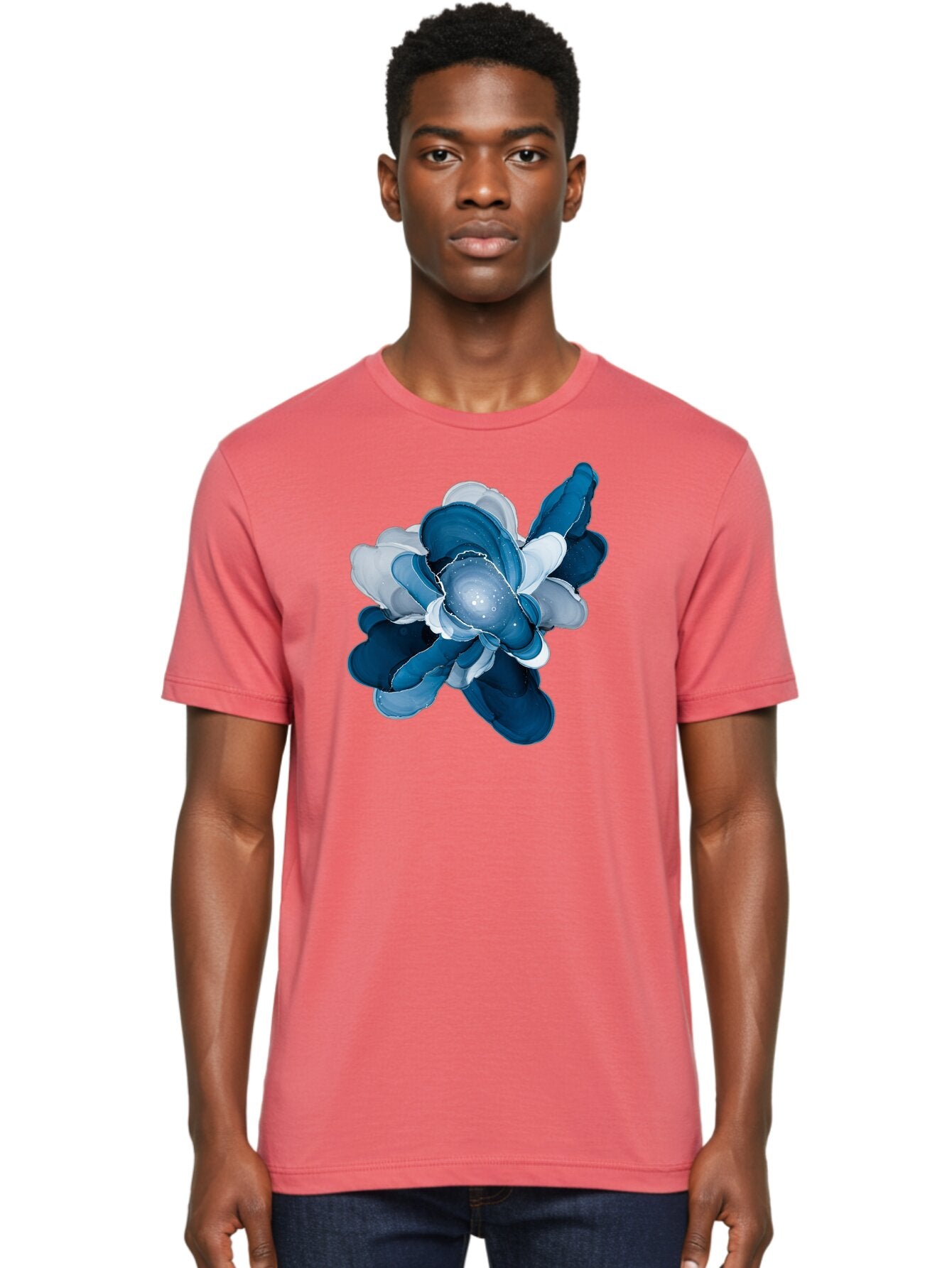 Blue-Digital-Flower Men'S Graphic Tee, 100% Cotton, Comfortable Casual Summer Wear, Machine Washable, Vintage Camera, Old Camera, Antique Camera, Black Camera, Classic Photography, Photography Equipment, Nostalgic Device, Film Camera, Bag191 25