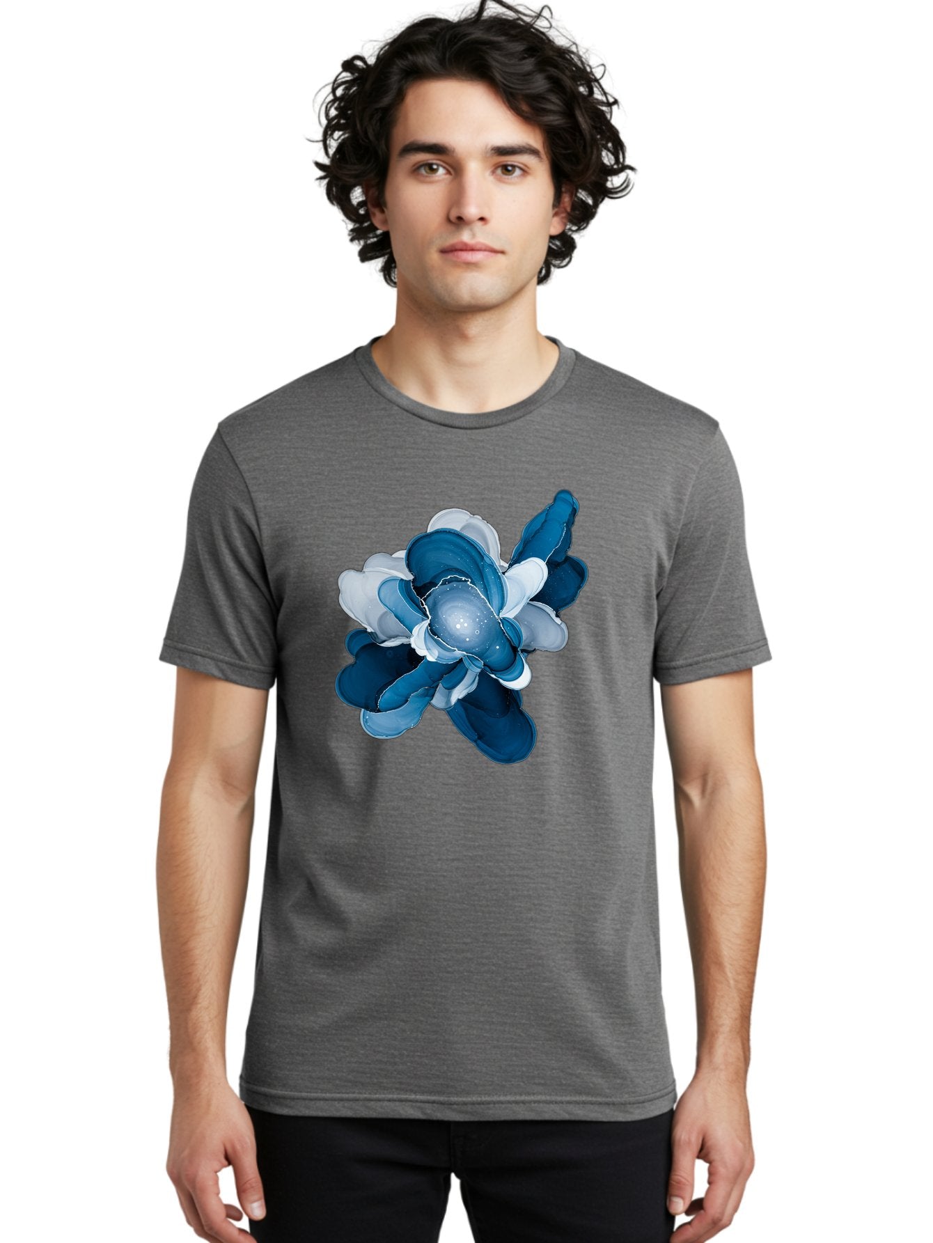 Blue-Digital-Flower Men'S Graphic Tee, 100% Cotton, Comfortable Casual Summer Wear, Machine Washable, Vintage Camera, Old Camera, Antique Camera, Black Camera, Classic Photography, Photography Equipment, Nostalgic Device, Film Camera, Bag191 27