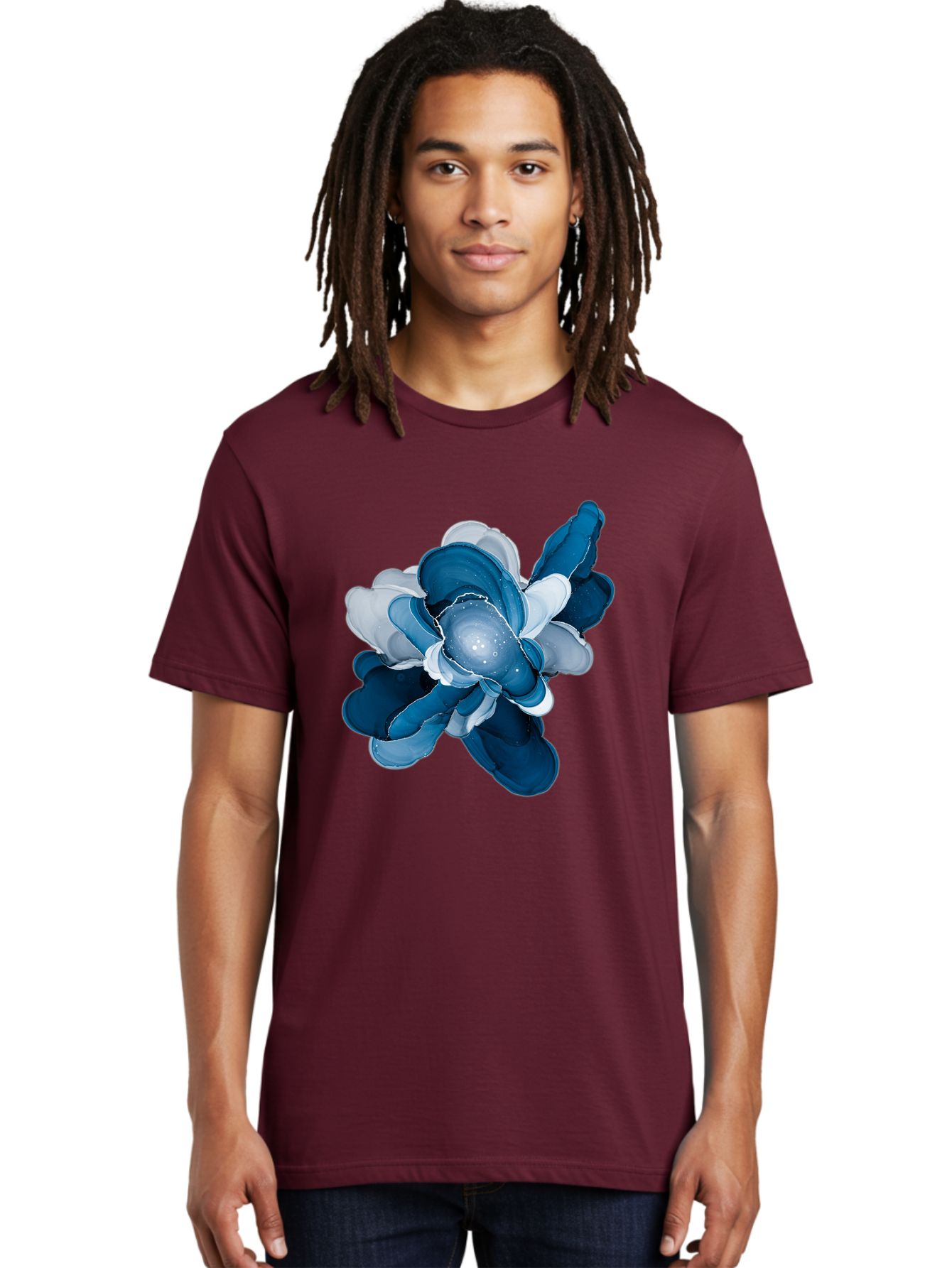 Blue-Digital-Flower Men'S Graphic Tee, 100% Cotton, Comfortable Casual Summer Wear, Machine Washable, Vintage Camera, Old Camera, Antique Camera, Black Camera, Classic Photography, Photography Equipment, Nostalgic Device, Film Camera, Bag191 20