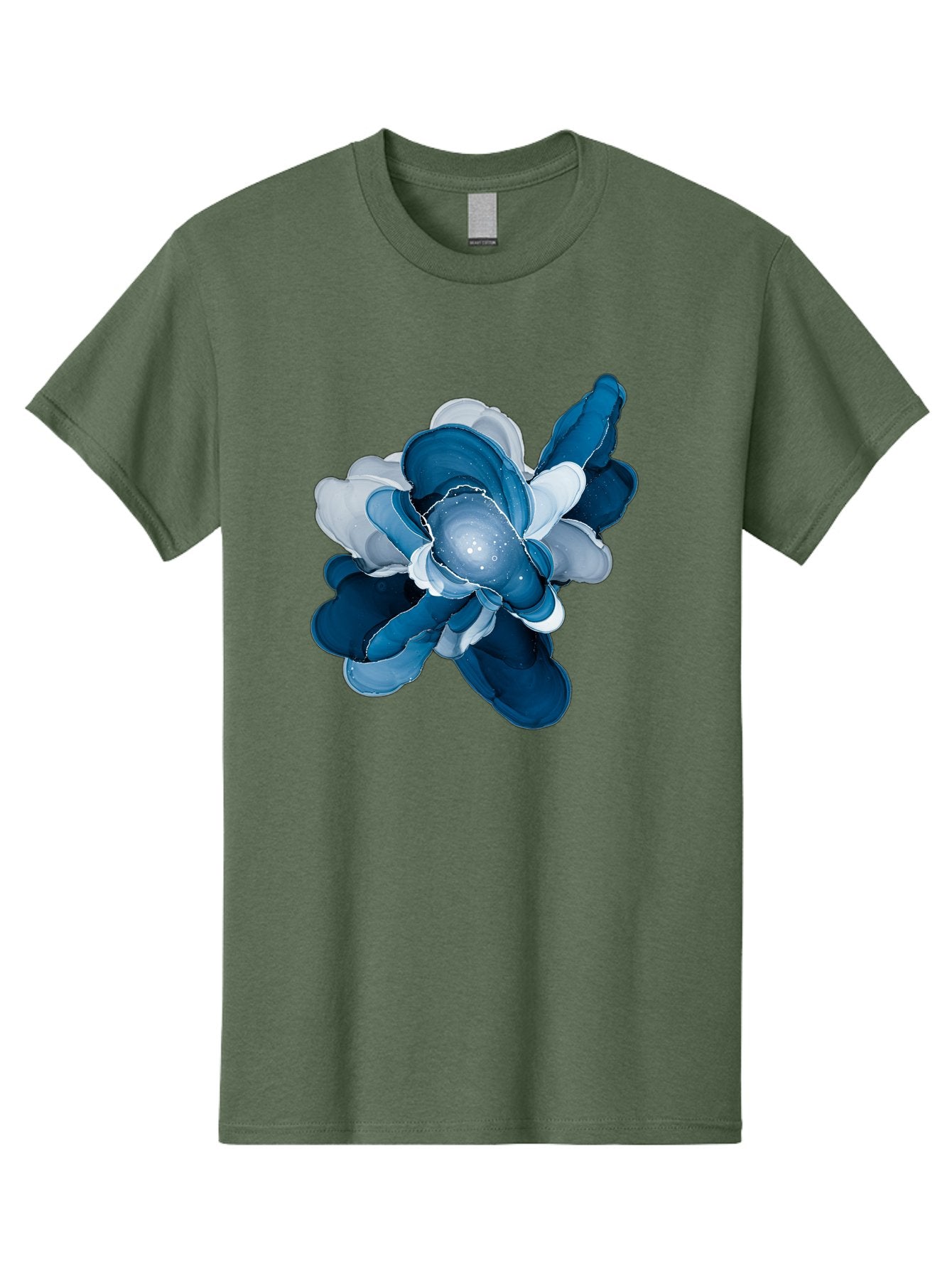 Blue-Digital-Flower Men'S Graphic Tee, 100% Cotton, Comfortable Casual Summer Wear, Machine Washable, Vintage Camera, Old Camera, Antique Camera, Black Camera, Classic Photography, Photography Equipment, Nostalgic Device, Film Camera, Bag191 5