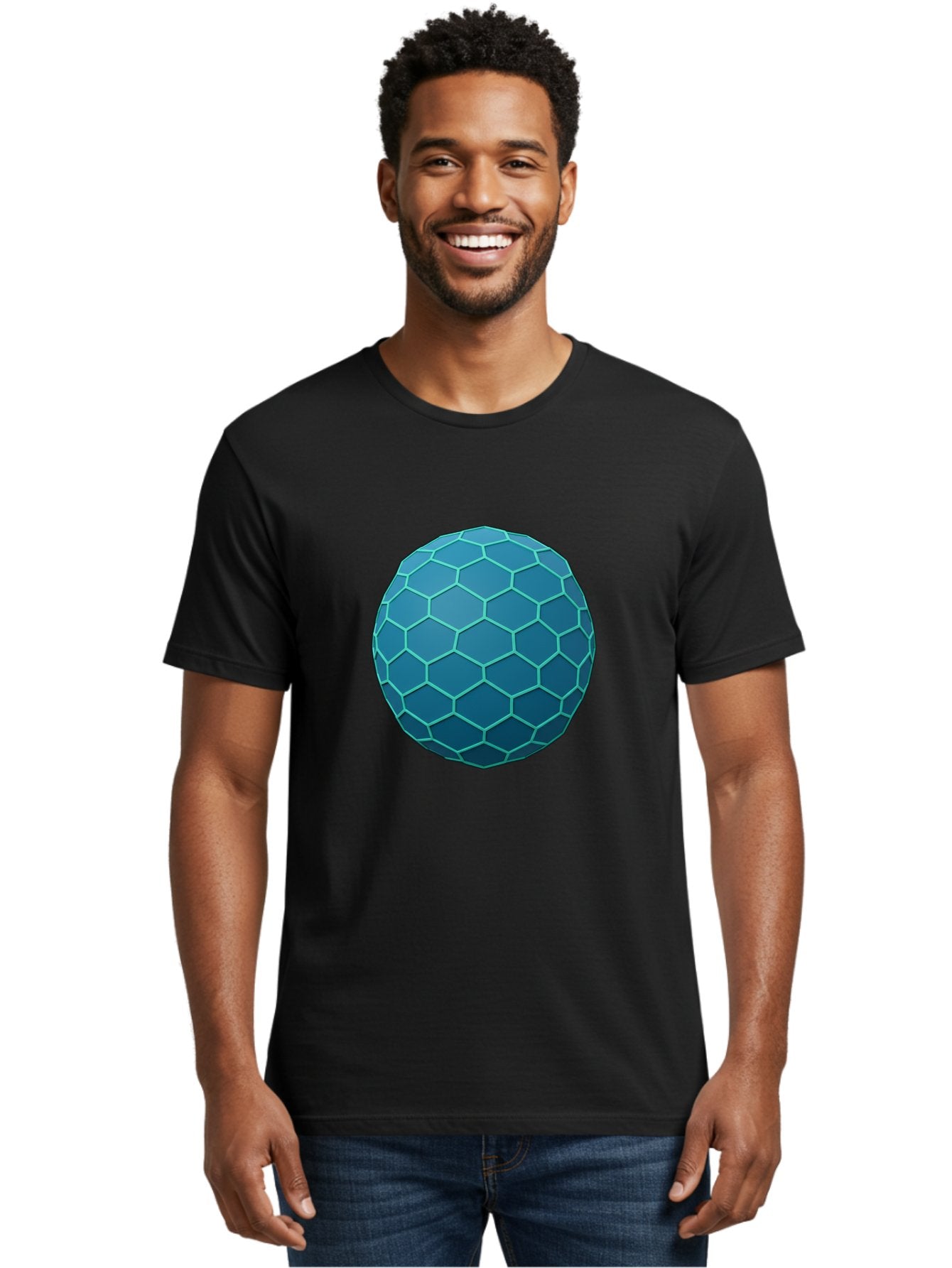 Blue-Hexagonal-Sphere Men'S Graphic Tee, 100% Cotton, Comfortable Casual Summer Wear, Machine Washable, Vintage Camera, Old Camera, Antique Camera, Black Camera, Classic Photography, Photography Equipment, Nostalgic Device, Film Camera, Bag194 17