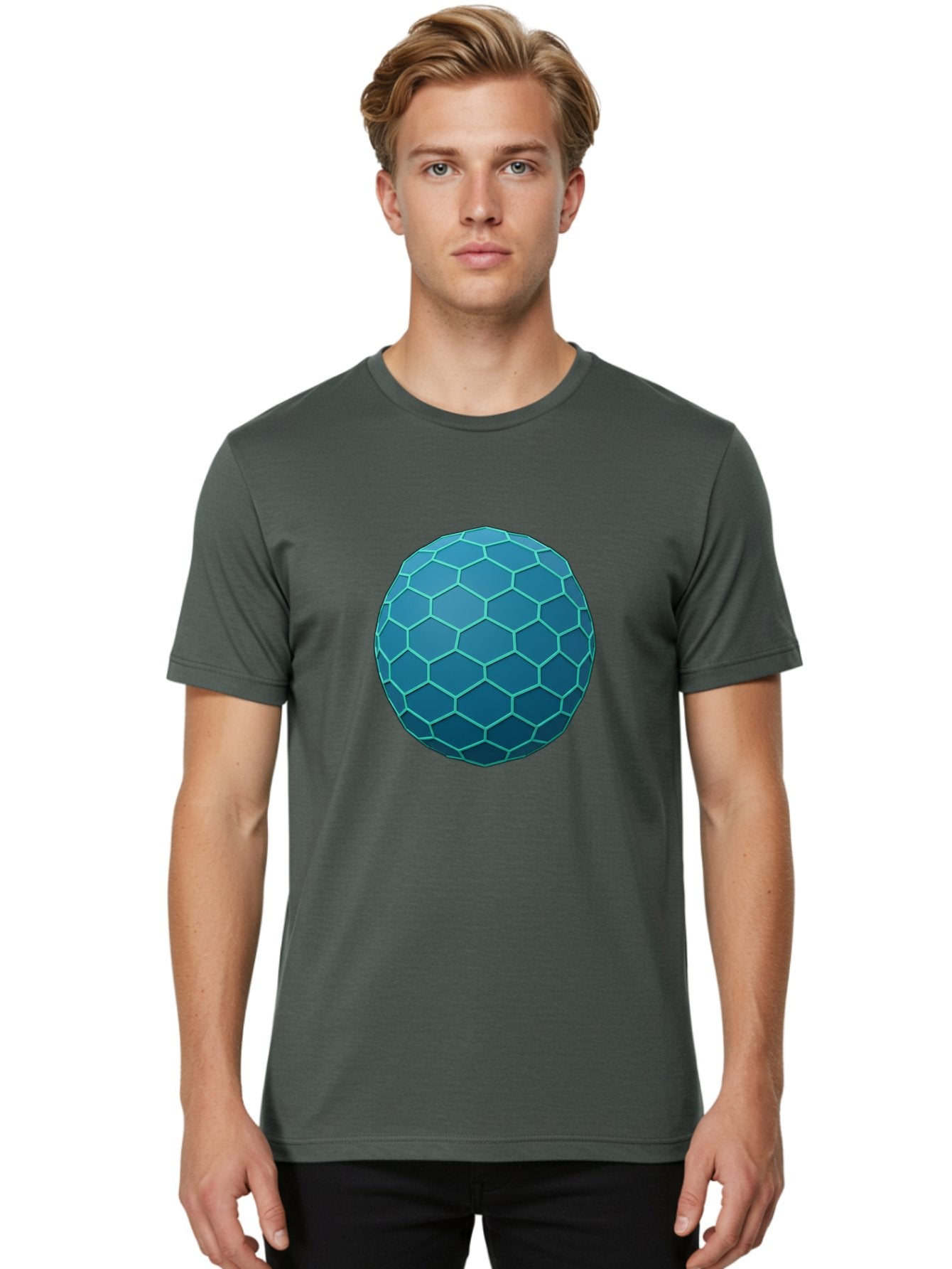 Blue-Hexagonal-Sphere Men'S Graphic Tee, 100% Cotton, Comfortable Casual Summer Wear, Machine Washable, Vintage Camera, Old Camera, Antique Camera, Black Camera, Classic Photography, Photography Equipment, Nostalgic Device, Film Camera, Bag194 26