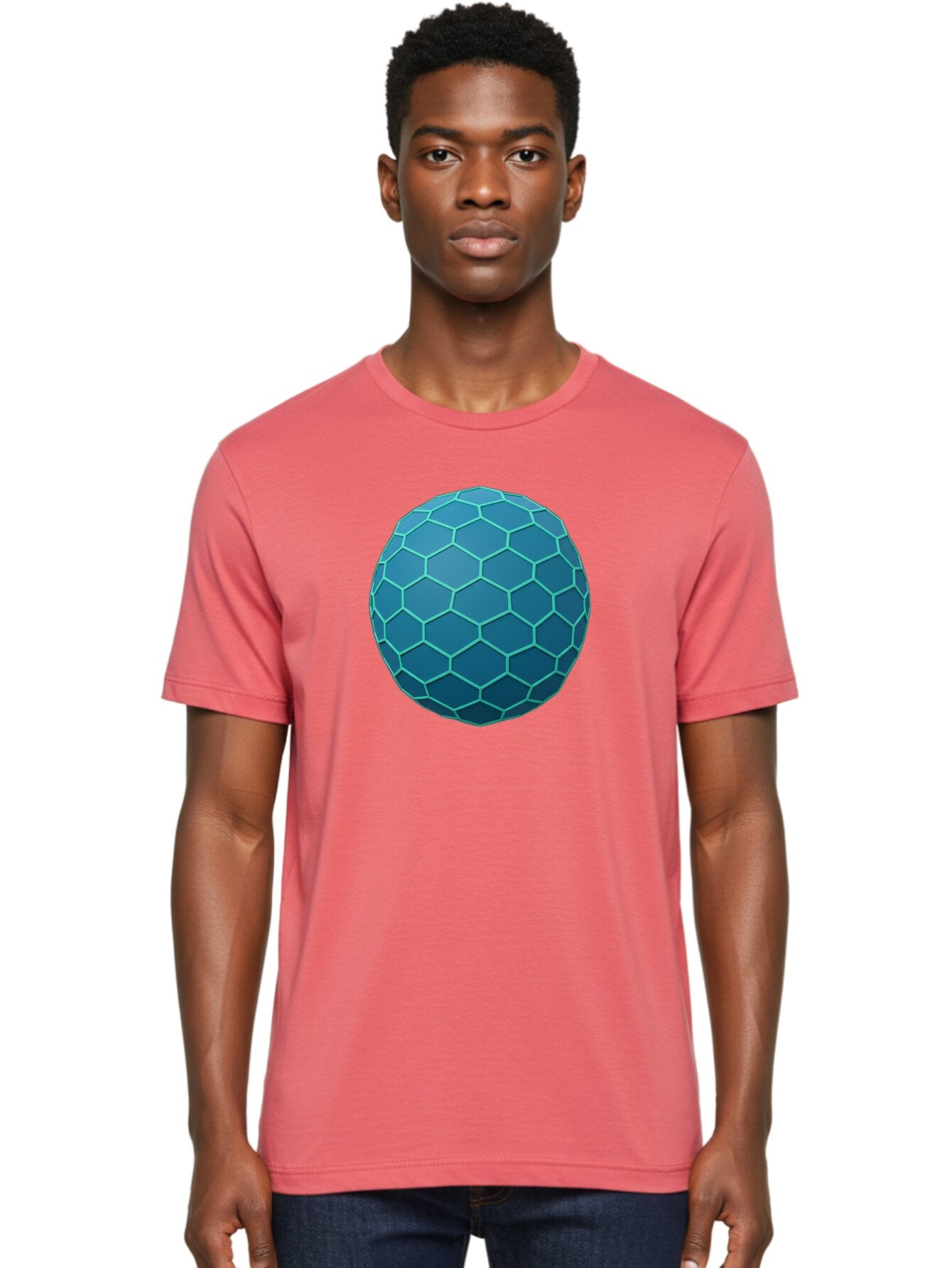 Blue-Hexagonal-Sphere Men'S Graphic Tee, 100% Cotton, Comfortable Casual Summer Wear, Machine Washable, Vintage Camera, Old Camera, Antique Camera, Black Camera, Classic Photography, Photography Equipment, Nostalgic Device, Film Camera, Bag194 30