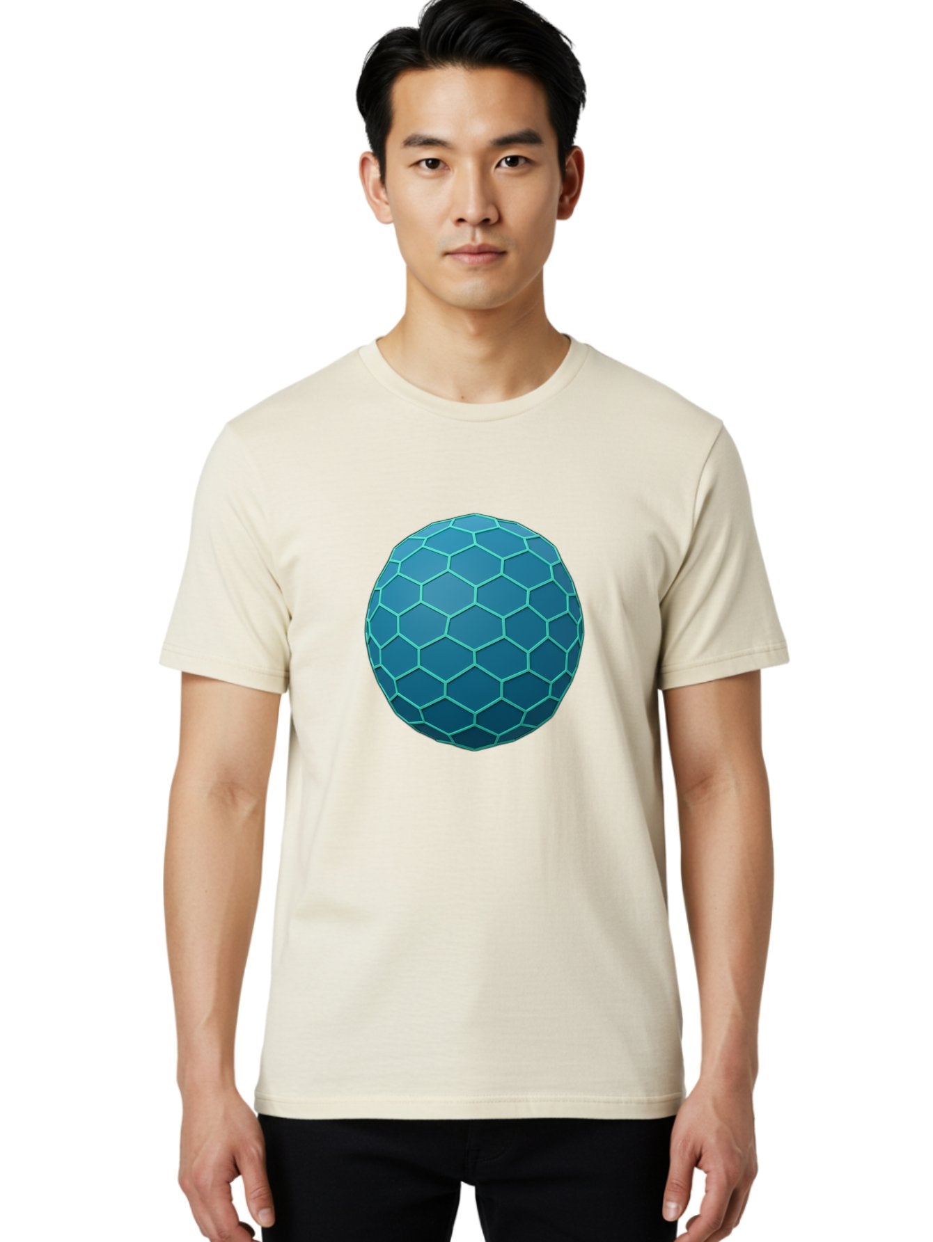 Blue-Hexagonal-Sphere Men'S Graphic Tee, 100% Cotton, Comfortable Casual Summer Wear, Machine Washable, Vintage Camera, Old Camera, Antique Camera, Black Camera, Classic Photography, Photography Equipment, Nostalgic Device, Film Camera, Bag194 28