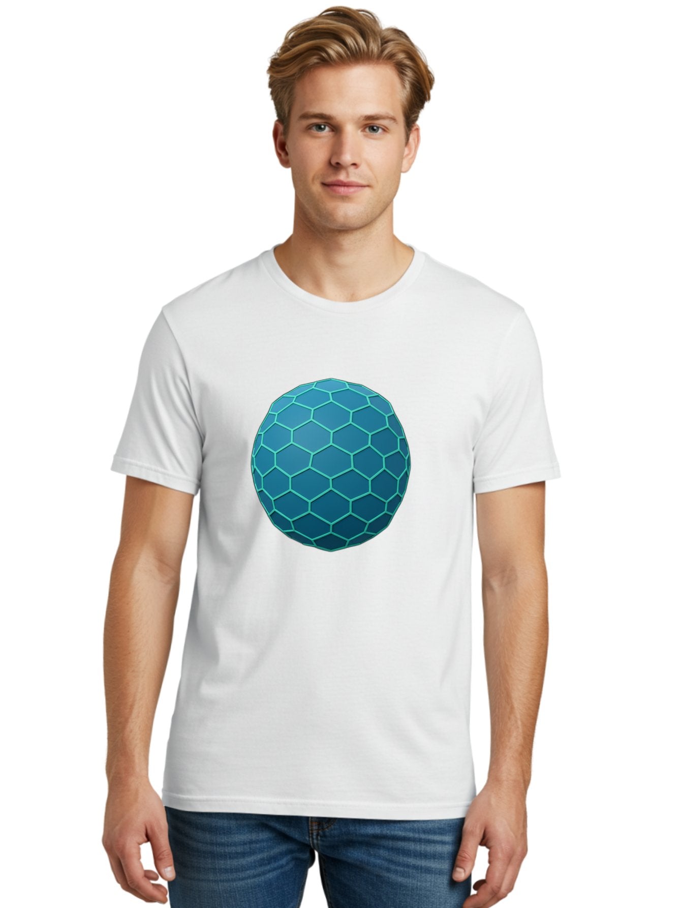 Blue-Hexagonal-Sphere Men'S Graphic Tee, 100% Cotton, Comfortable Casual Summer Wear, Machine Washable, Vintage Camera, Old Camera, Antique Camera, Black Camera, Classic Photography, Photography Equipment, Nostalgic Device, Film Camera, Bag194 25