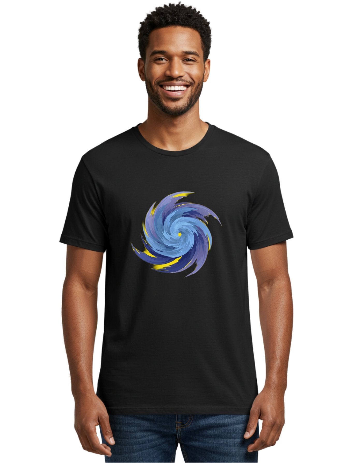 Blue-Spiral-Swirl Men'S Graphic Tee, 100% Cotton, Comfortable Casual Summer Wear, Machine Washable, Vintage Camera, Old Camera, Antique Camera, Black Camera, Classic Photography, Photography Equipment, Nostalgic Device, Film Camera, Camera Art Bag204 30