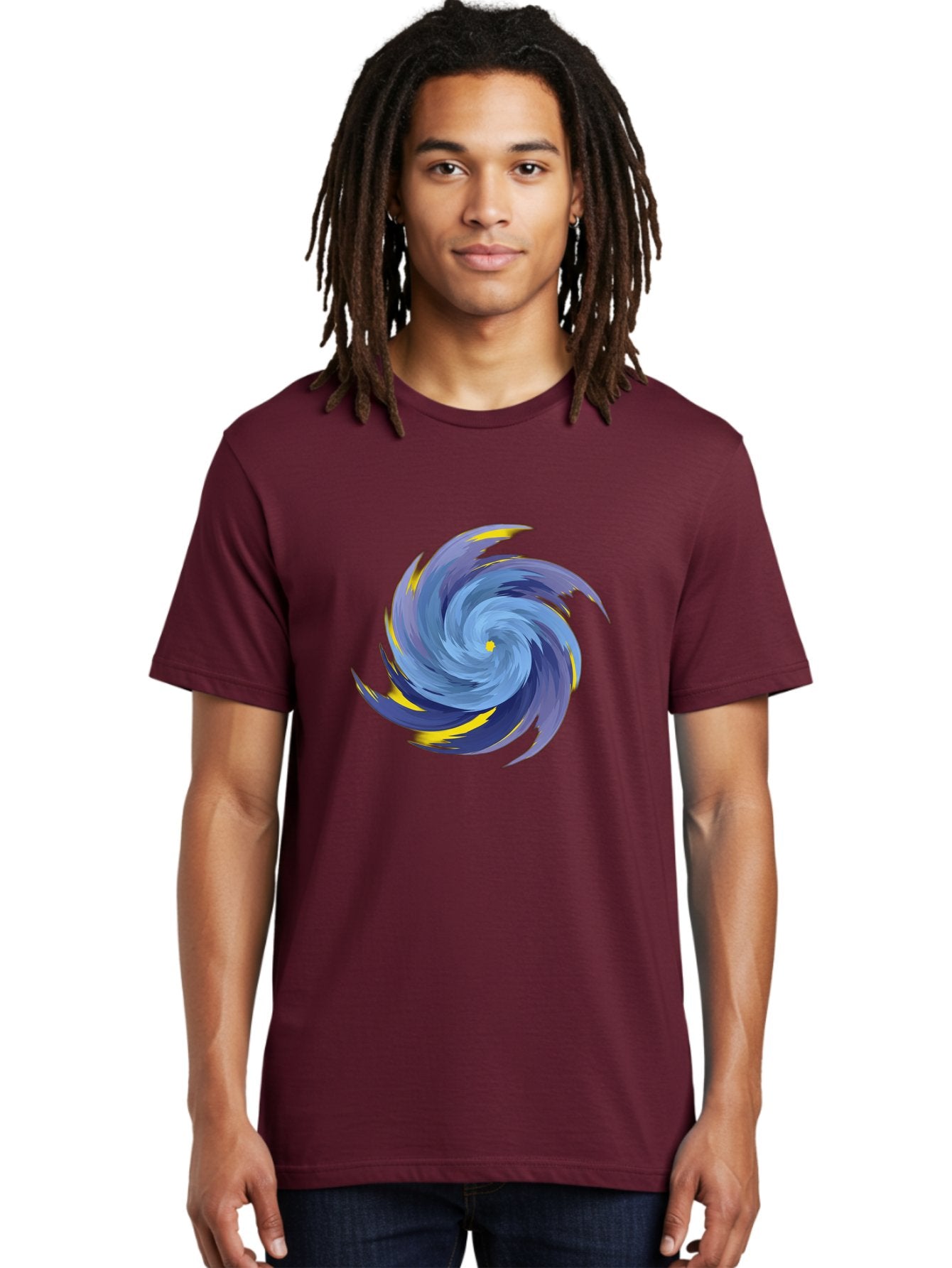 Blue-Spiral-Swirl Men'S Graphic Tee, 100% Cotton, Comfortable Casual Summer Wear, Machine Washable, Vintage Camera, Old Camera, Antique Camera, Black Camera, Classic Photography, Photography Equipment, Nostalgic Device, Film Camera, Camera Art Bag204 29