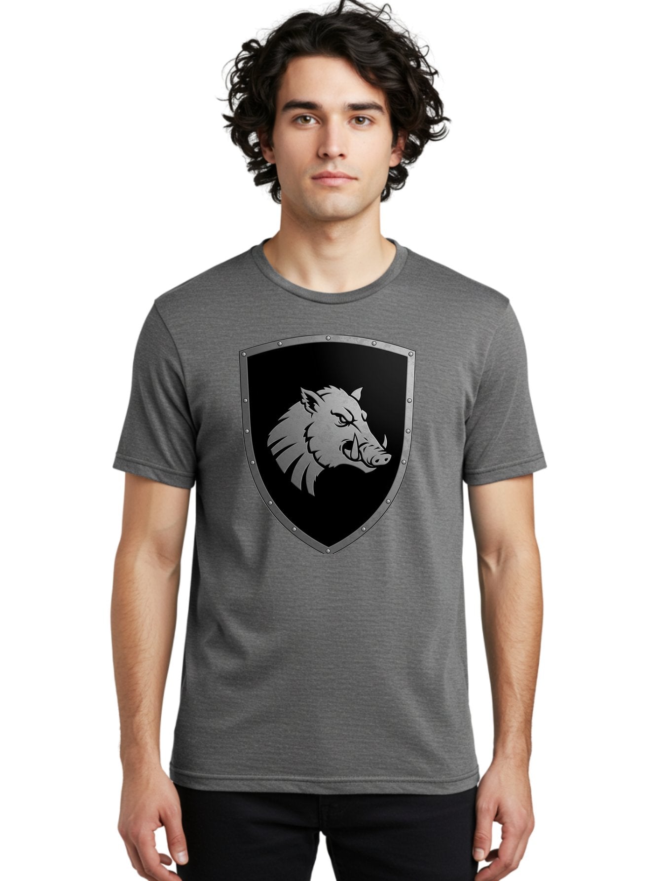 Boar-Head-Shield Men'S Graphic Tee, 100% Cotton, Comfortable Casual Summer Wear, Machine Washable, Vintage Camera, Old Camera, Antique Camera, Black Camera, Classic Photography, Photography Equipment, Nostalgic Device, Film Camera, Camera Art Bag210 17