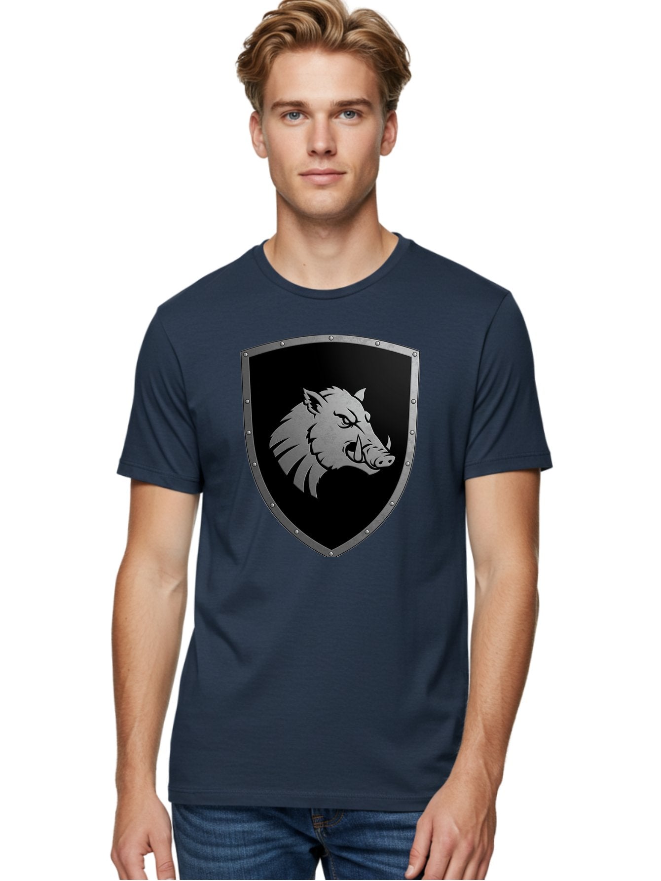 Boar-Head-Shield Men'S Graphic Tee, 100% Cotton, Comfortable Casual Summer Wear, Machine Washable, Vintage Camera, Old Camera, Antique Camera, Black Camera, Classic Photography, Photography Equipment, Nostalgic Device, Film Camera, Camera Art Bag210 16