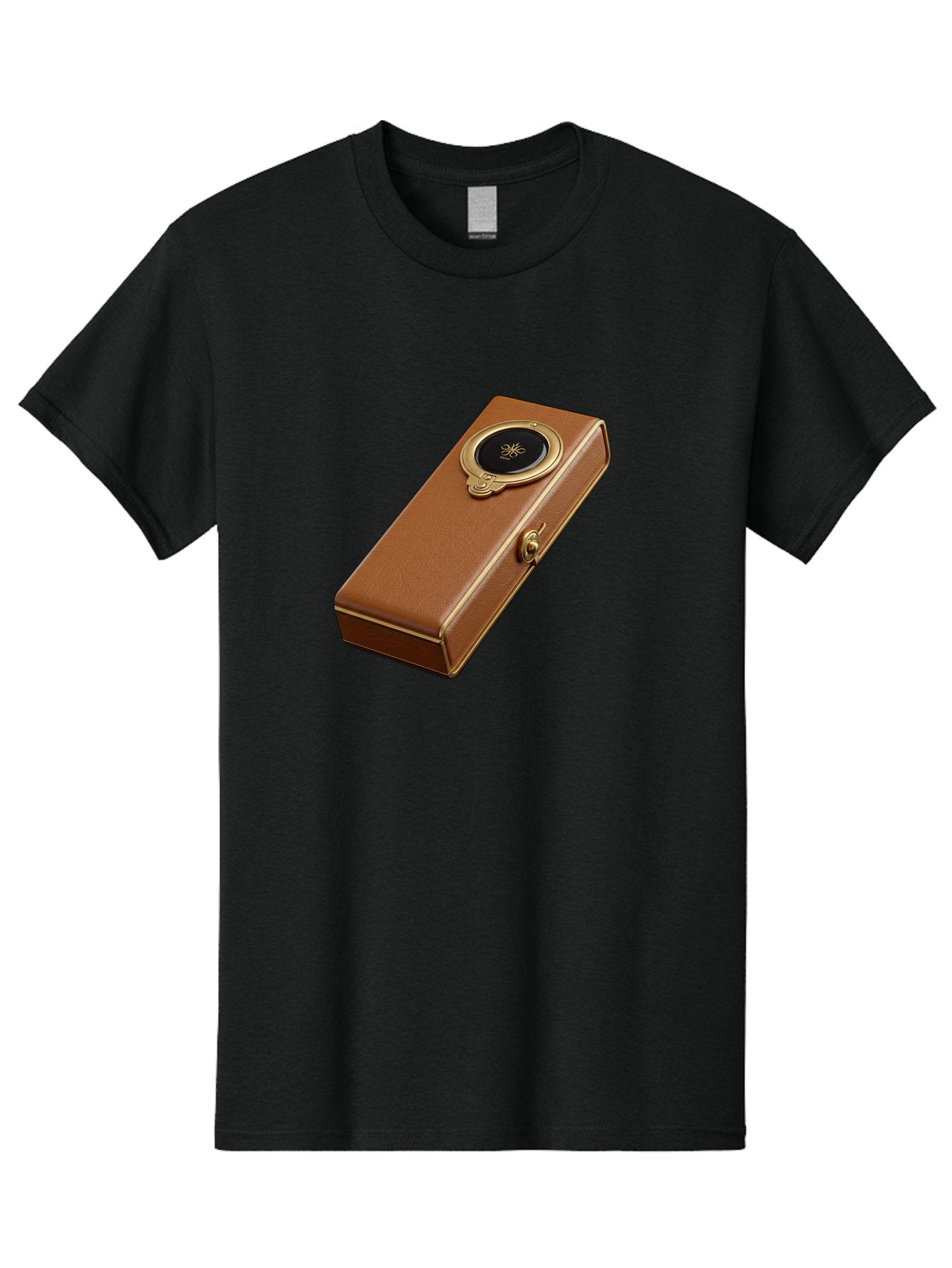 Brown-Leather-Box Men'S Graphic Tee, 100% Cotton, Comfortable Casual Summer Wear, Machine Washable, Vintage Camera, Old Camera, Antique Camera, Black Camera, Classic Photography, Photography Equipment, Nostalgic Device, Film Camera, Camera Art Bag217 8