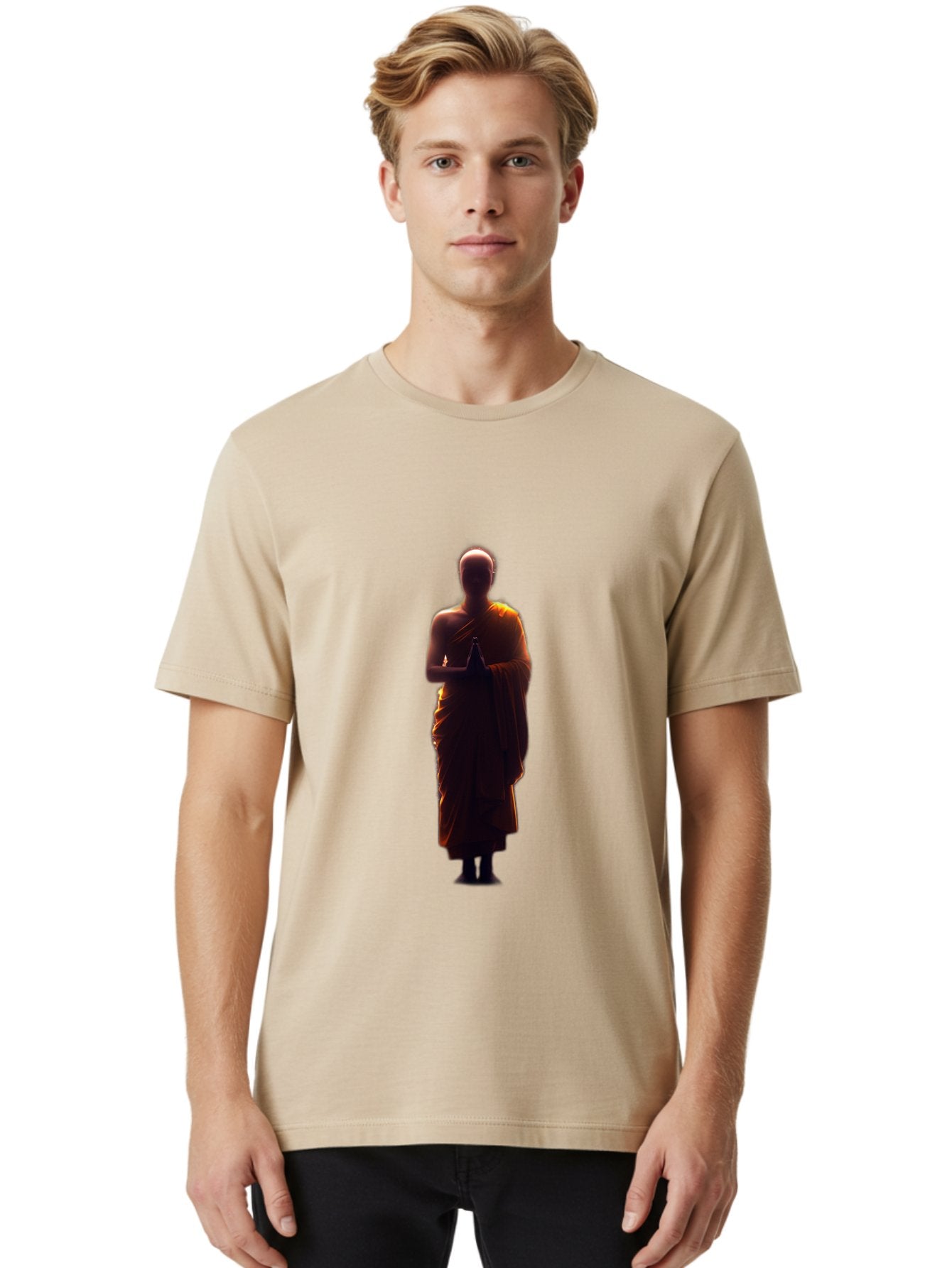 Buddhist-Monk-Silhouette Men'S Graphic Tee, 100% Cotton, Comfortable Casual Summer Wear, Machine Washable, Vintage Camera, Old Camera, Antique Camera, Black Camera, Classic Photography, Photography Equipment, Nostalgic Device, Film Camera, Bag230 20