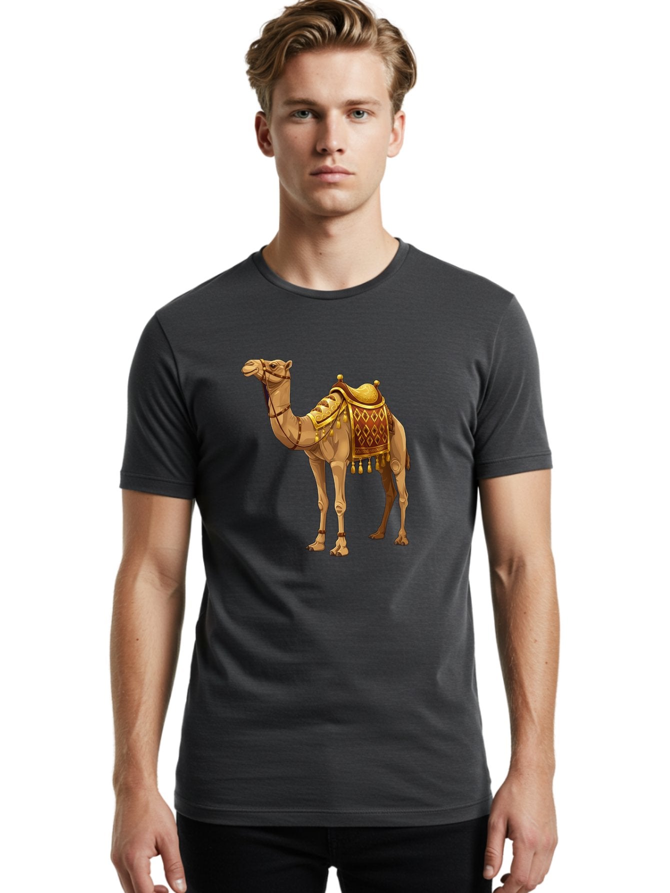 Camel-1 Men'S Graphic Tee, 100% Cotton, Comfortable Casual Summer Wear, Machine Washable, Vintage Camera, Old Camera, Antique Camera, Black Camera, Classic Photography, Photography Equipment, Nostalgic Device, Film Camera, Camera Art Bag239 20