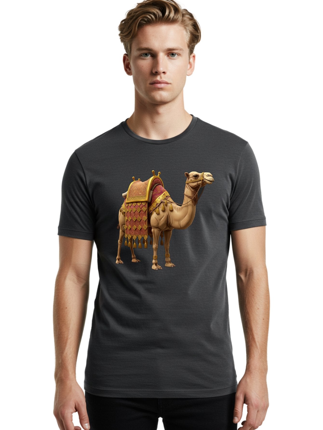 Camel-2 Men'S Graphic Tee, 100% Cotton, Comfortable Casual Summer Wear, Machine Washable, Vintage Camera, Old Camera, Antique Camera, Black Camera, Classic Photography, Photography Equipment, Nostalgic Device, Film Camera, Camera Art Bag240 16
