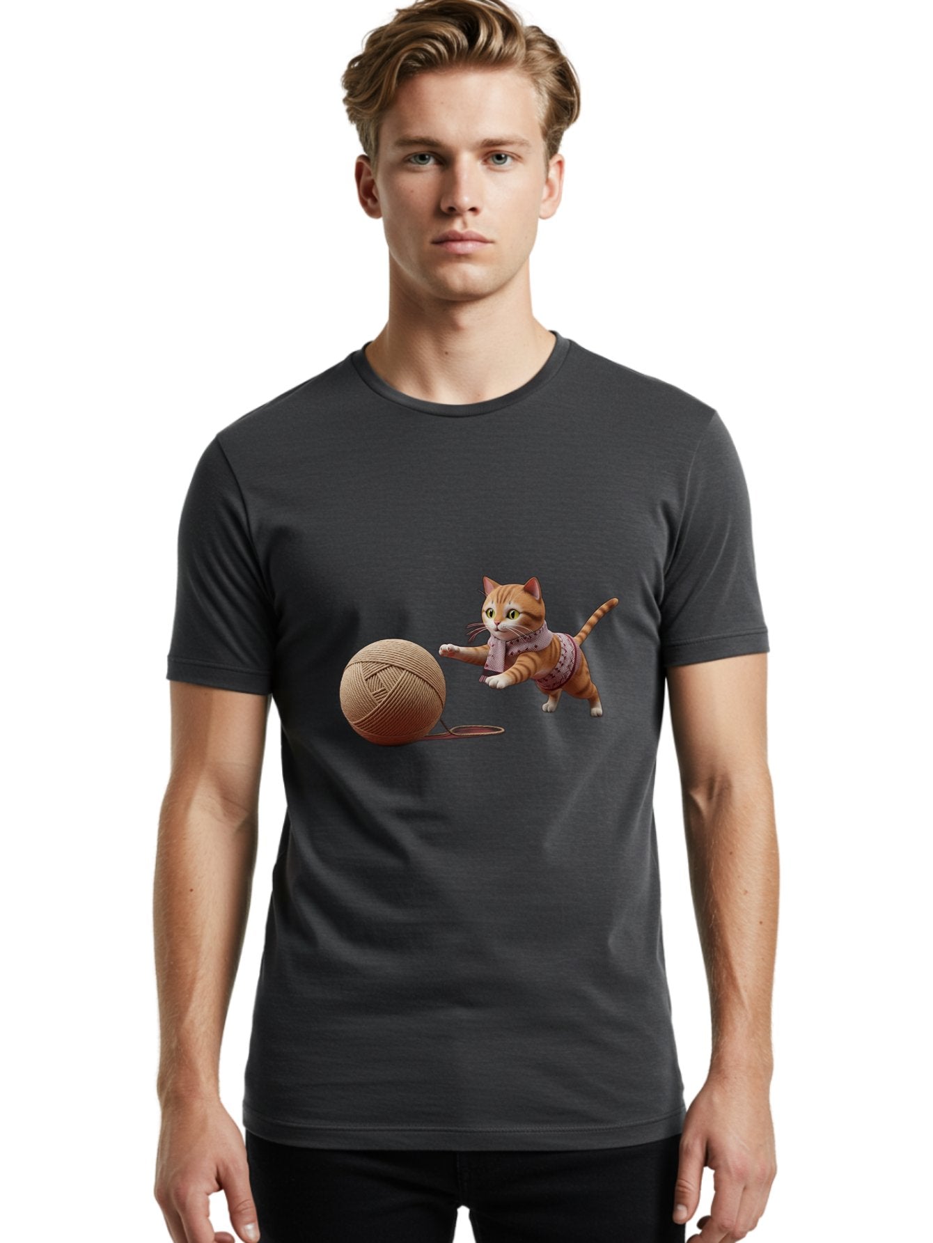 Cat-Playing-With-Yarn-Ball Men'S Graphic Tee, 100% Cotton, Comfortable Casual Summer Wear, Machine Washable, Vintage Camera, Old Camera, Antique Camera, Black Camera, Classic Photography, Photography Equipment, Nostalgic Device, Film Camera, Bag264 26