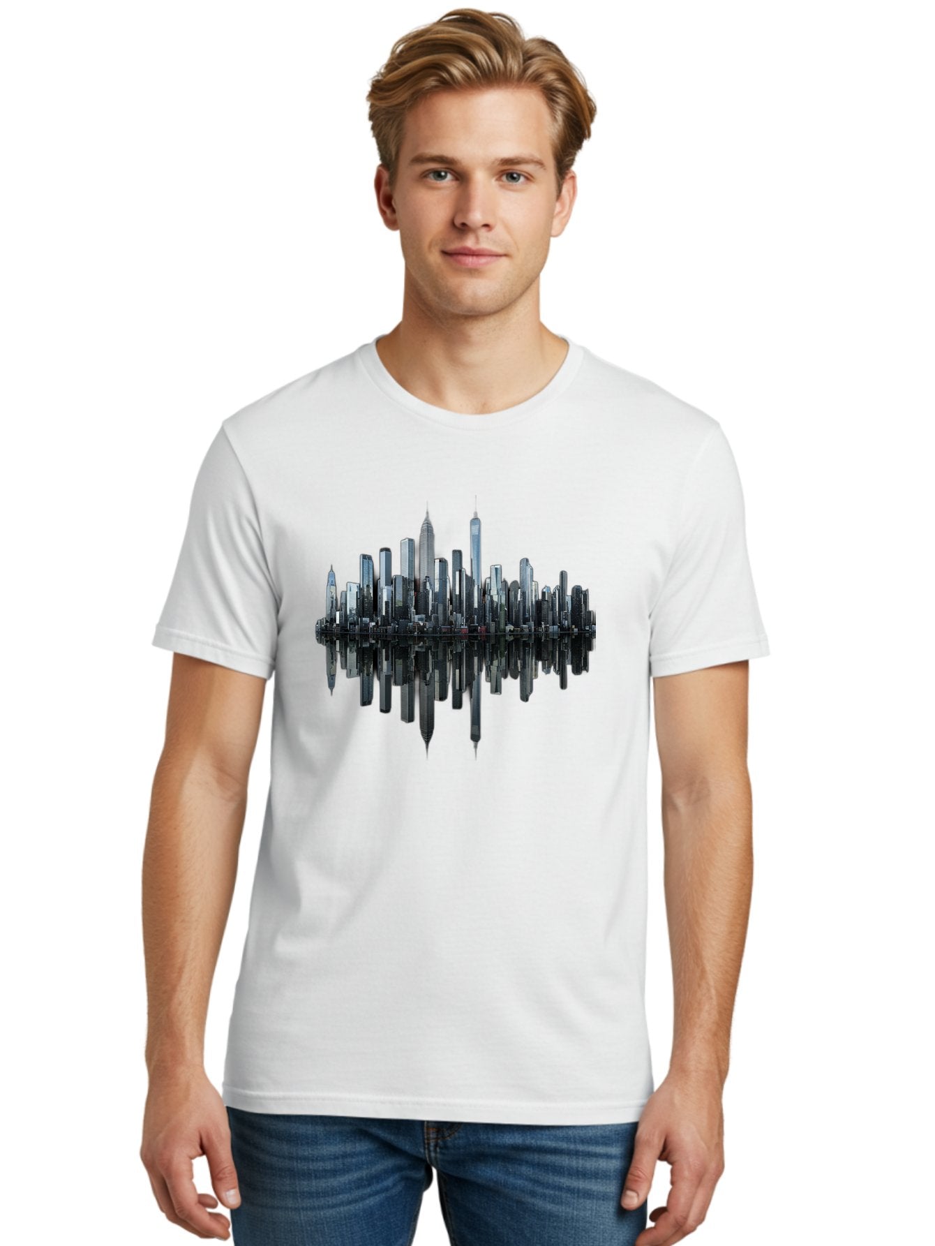 City-Skyline-Sound-Wave Men'S Graphic Tee, 100% Cotton, Comfortable Casual Summer Wear, Machine Washable, Vintage Camera, Old Camera, Antique Camera, Black Camera, Classic Photography, Photography Equipment, Nostalgic Device, Film Camera, Bag297 30