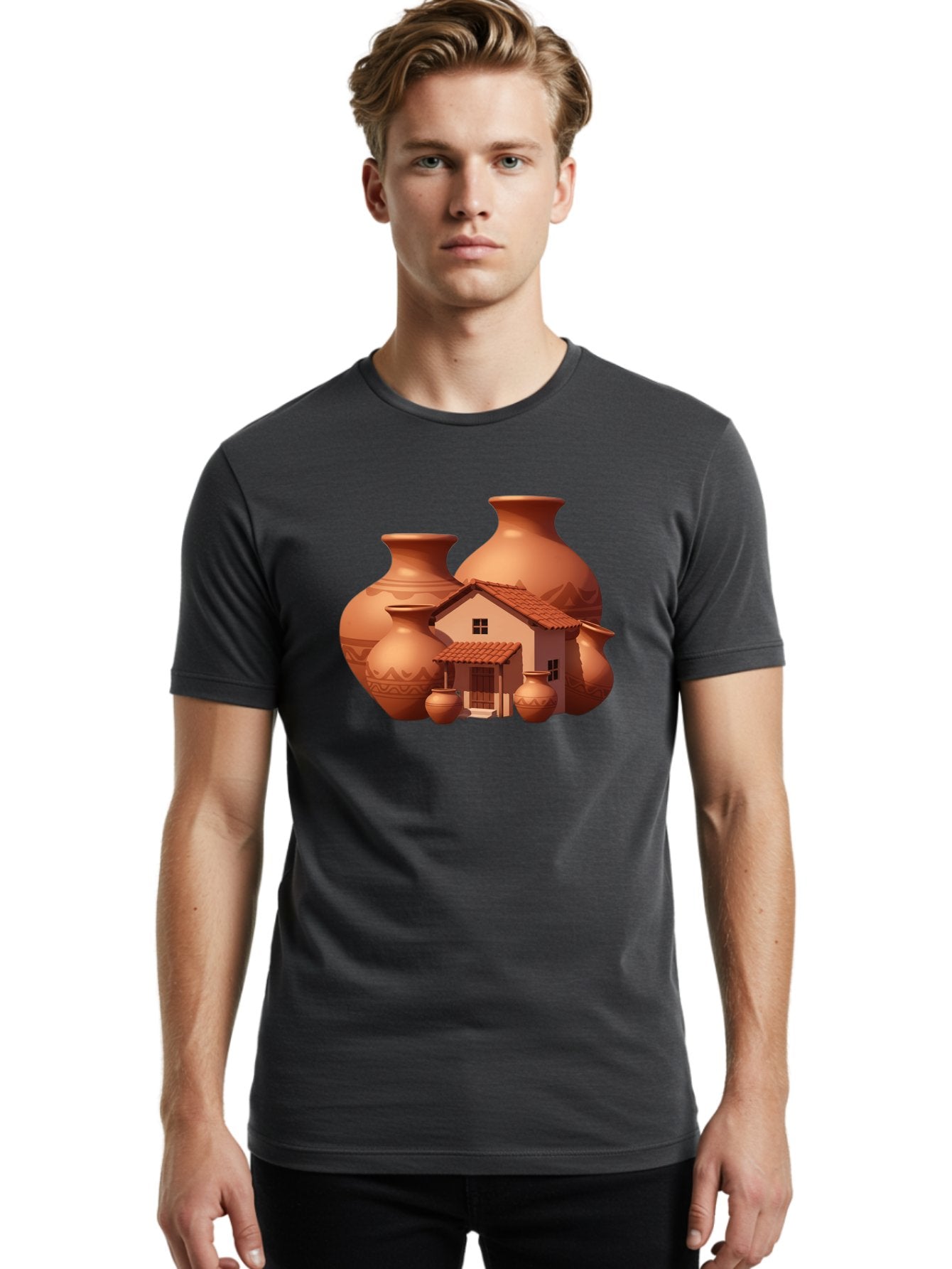Clay-House-And-Pots Men'S Graphic Tee, 100% Cotton, Comfortable Casual Summer Wear, Machine Washable, Vintage Camera, Old Camera, Antique Camera, Black Camera, Classic Photography, Photography Equipment, Nostalgic Device, Film Camera, Bag300 26