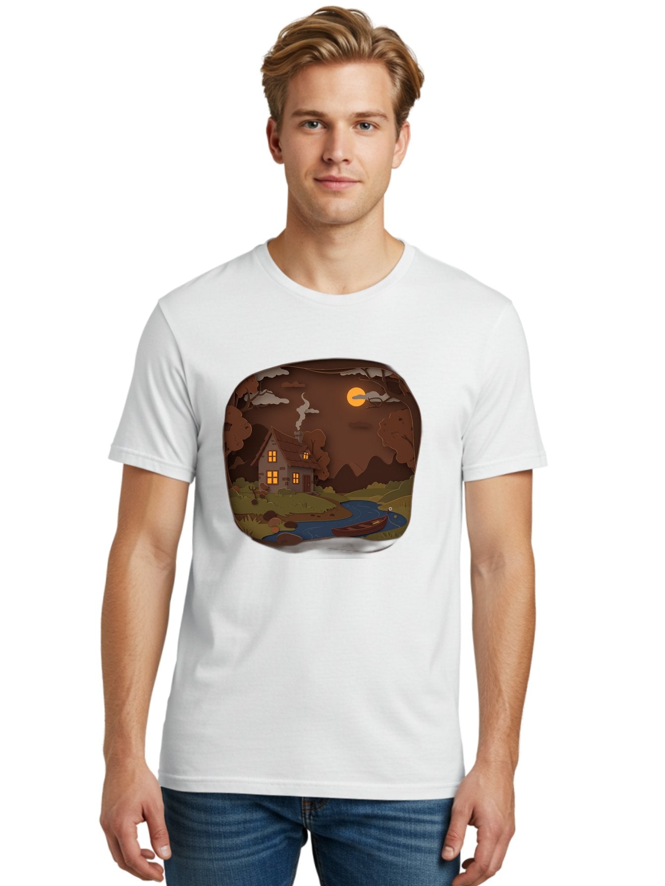 Cottage-By-The-River-1 Men'S Graphic Tee, 100% Cotton, Comfortable Casual Summer Wear, Machine Washable, Vintage Camera, Old Camera, Antique Camera, Black Camera, Classic Photography, Photography Equipment, Nostalgic Device, Film Camera, Bag341 25