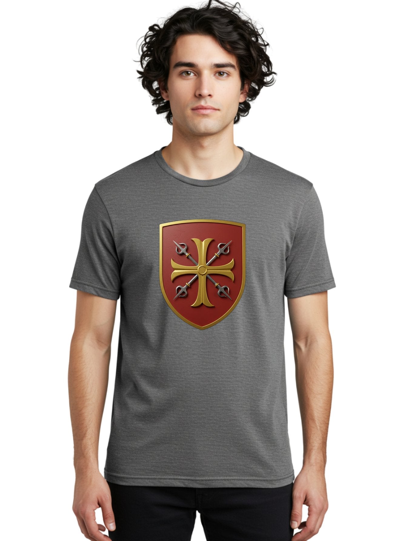 Crossed-Swords-And-Cross-Emblem Men'S Graphic Tee, 100% Cotton, Comfortable Casual Summer Wear, Machine Washable, Vintage Camera, Old Camera, Antique Camera, Black Camera, Classic Photography, Photography Equipment, Nostalgic Device, Bag364 25
