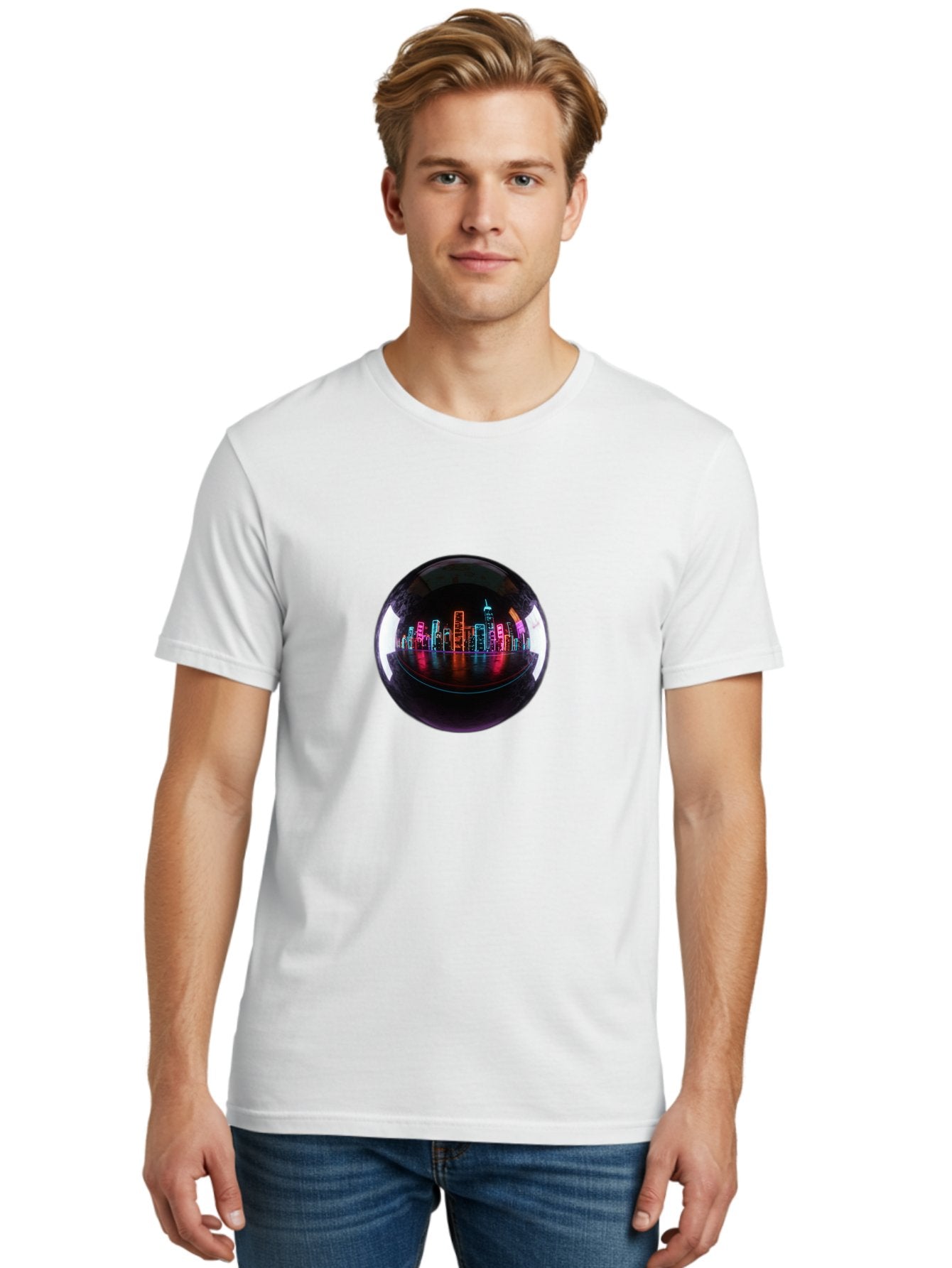 Crystal-Ball-Cityscape Men'S Graphic Tee, 100% Cotton, Comfortable Casual Summer Wear, Machine Washable, Vintage Camera, Old Camera, Antique Camera, Black Camera, Classic Photography, Photography Equipment, Nostalgic Device, Film Camera, Bag367 30