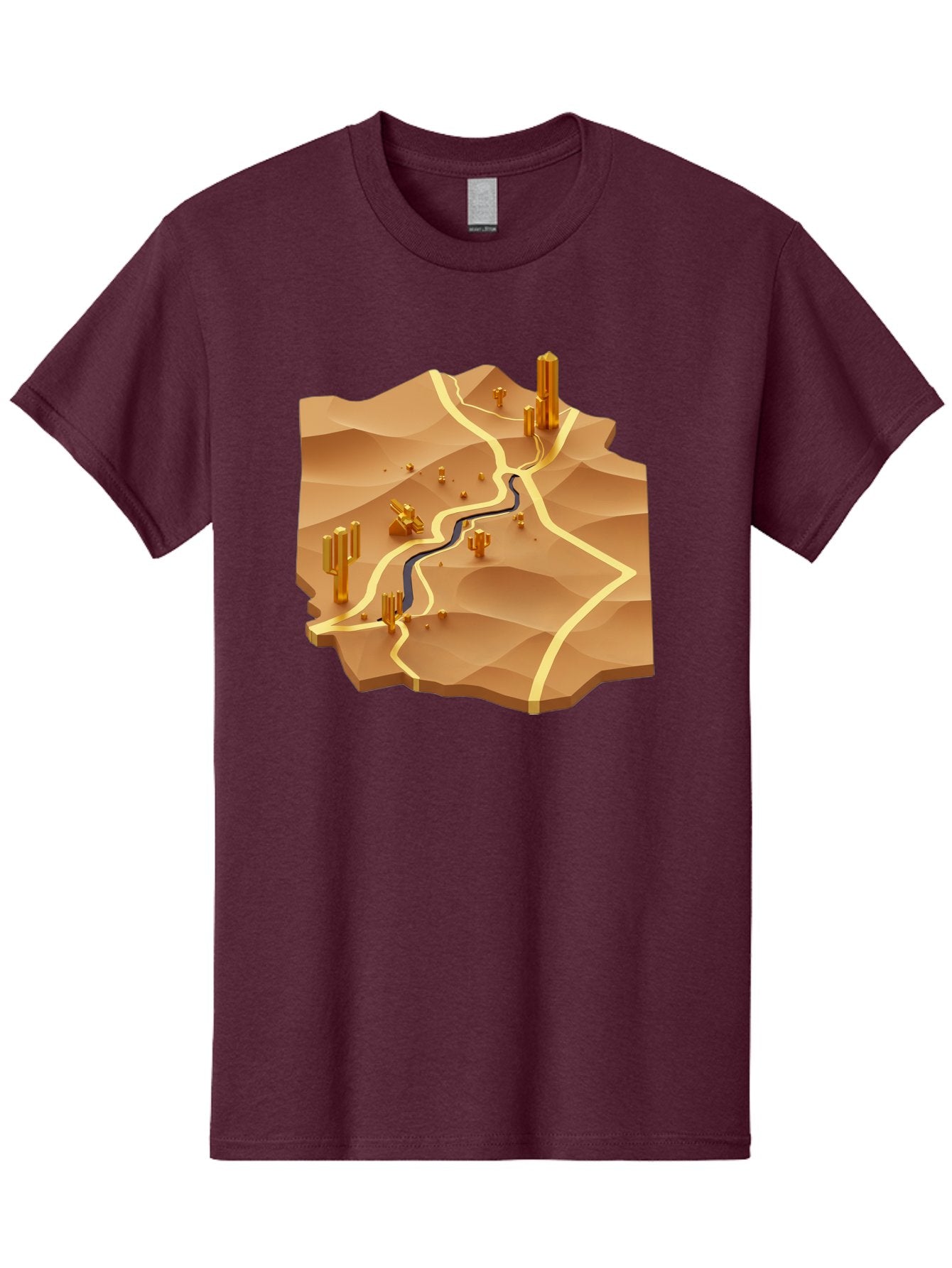 Desert-Landscape-Isometric-Map Men'S Graphic Tee, 100% Cotton, Comfortable Casual Summer Wear, Machine Washable, Vintage Camera, Old Camera, Antique Camera, Black Camera, Classic Photography, Photography Equipment, Nostalgic Device, Bag388 7