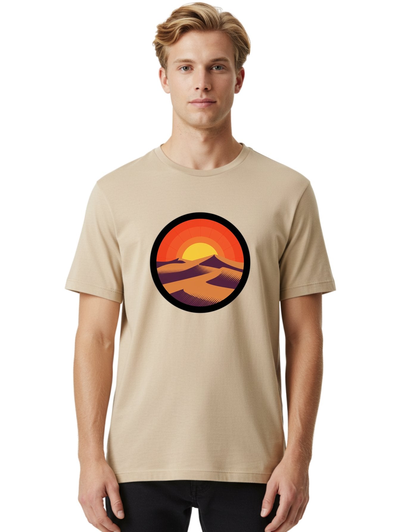 Desert-Sunset-1 Men'S Graphic Tee, 100% Cotton, Comfortable Casual Summer Wear, Machine Washable, Vintage Camera, Old Camera, Antique Camera, Black Camera, Classic Photography, Photography Equipment, Nostalgic Device, Film Camera, Camera Art Bag389 30