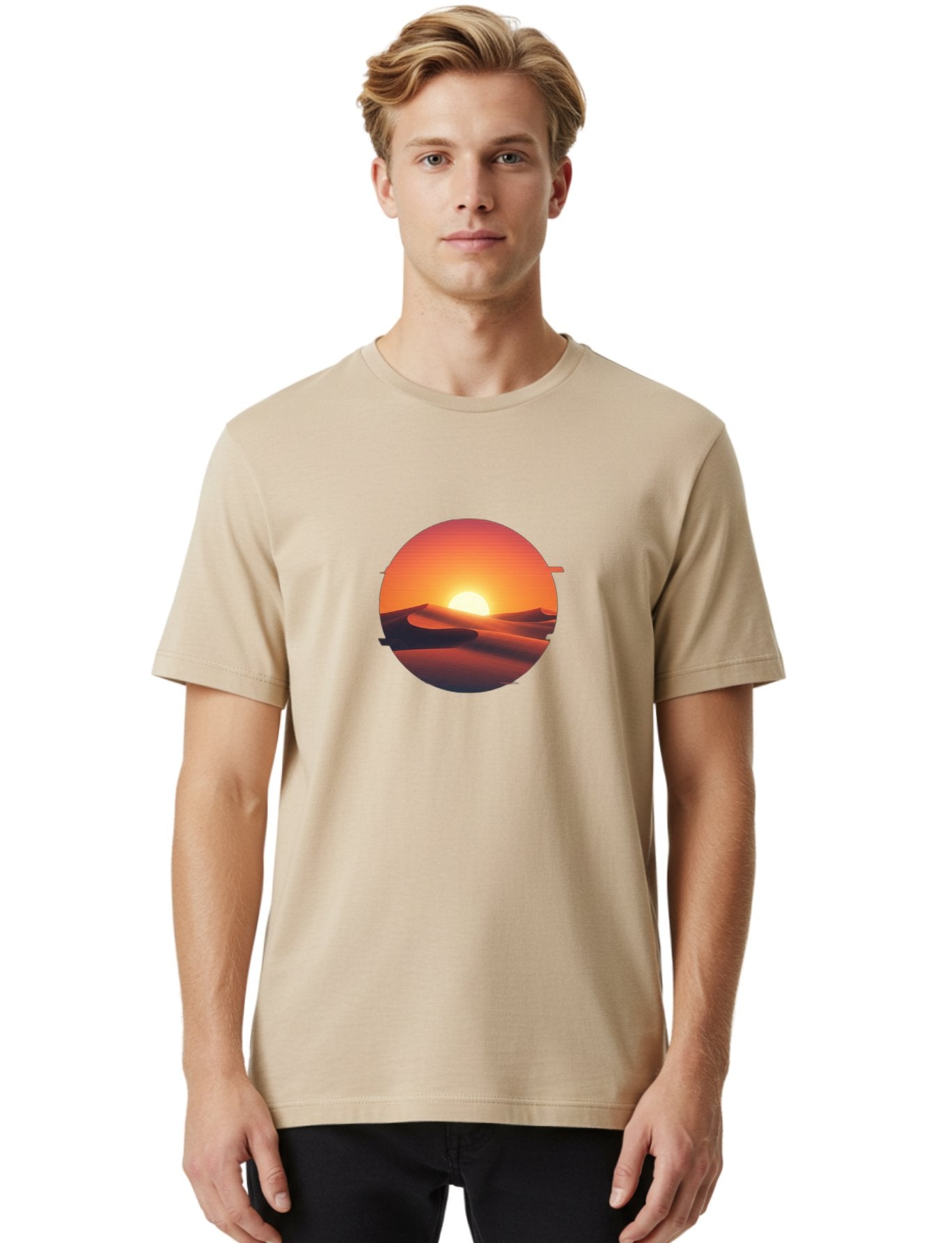 Desert-Sunset-2 Men'S Graphic Tee, 100% Cotton, Comfortable Casual Summer Wear, Machine Washable, Vintage Camera, Old Camera, Antique Camera, Black Camera, Classic Photography, Photography Equipment, Nostalgic Device, Film Camera, Camera Art Bag390 23