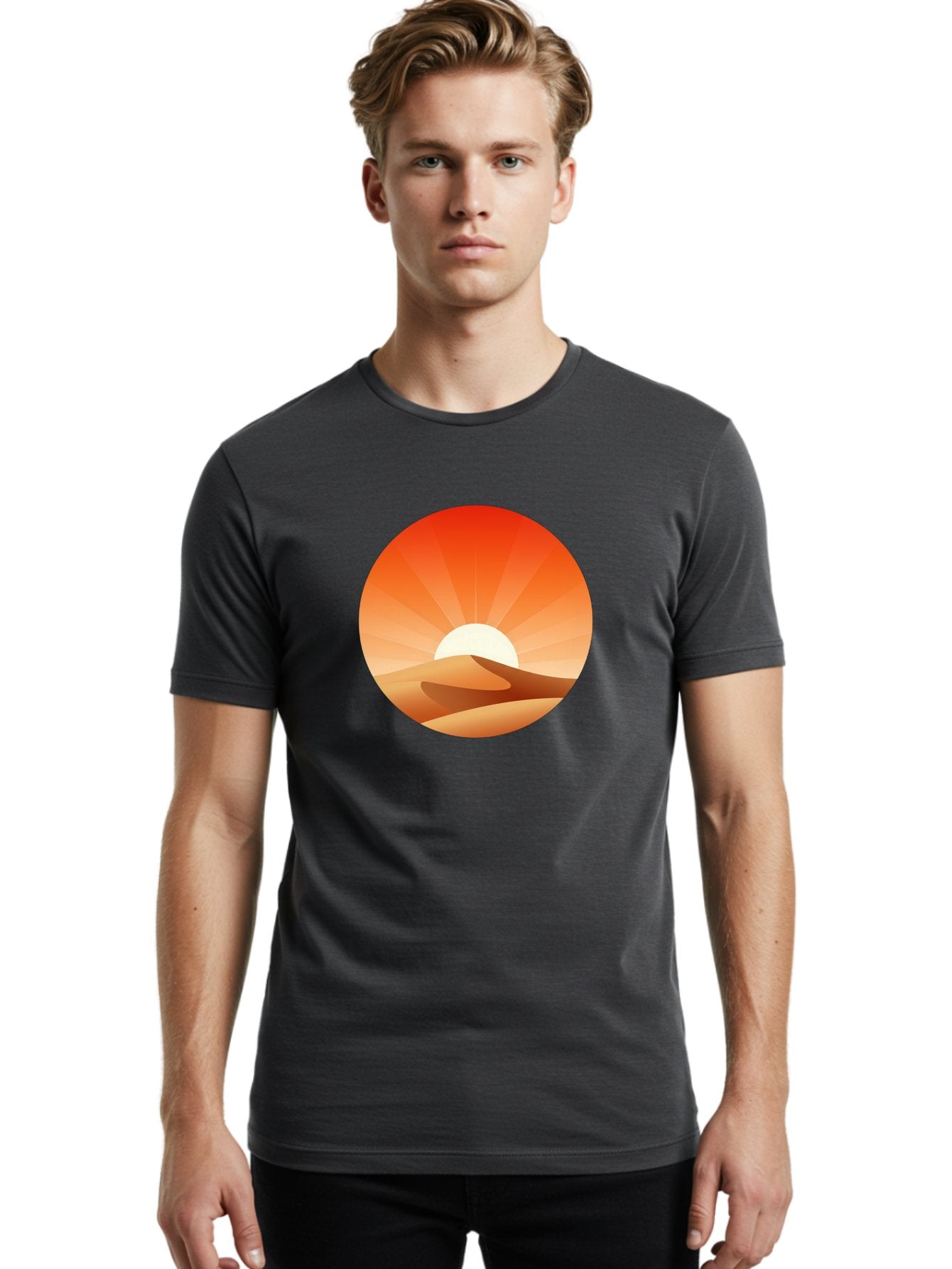 Desert-Sunset Men'S Graphic Tee, 100% Cotton, Comfortable Casual Summer Wear, Machine Washable, Vintage Camera, Old Camera, Antique Camera, Black Camera, Classic Photography, Photography Equipment, Nostalgic Device, Film Camera, Camera Art Bag394 17