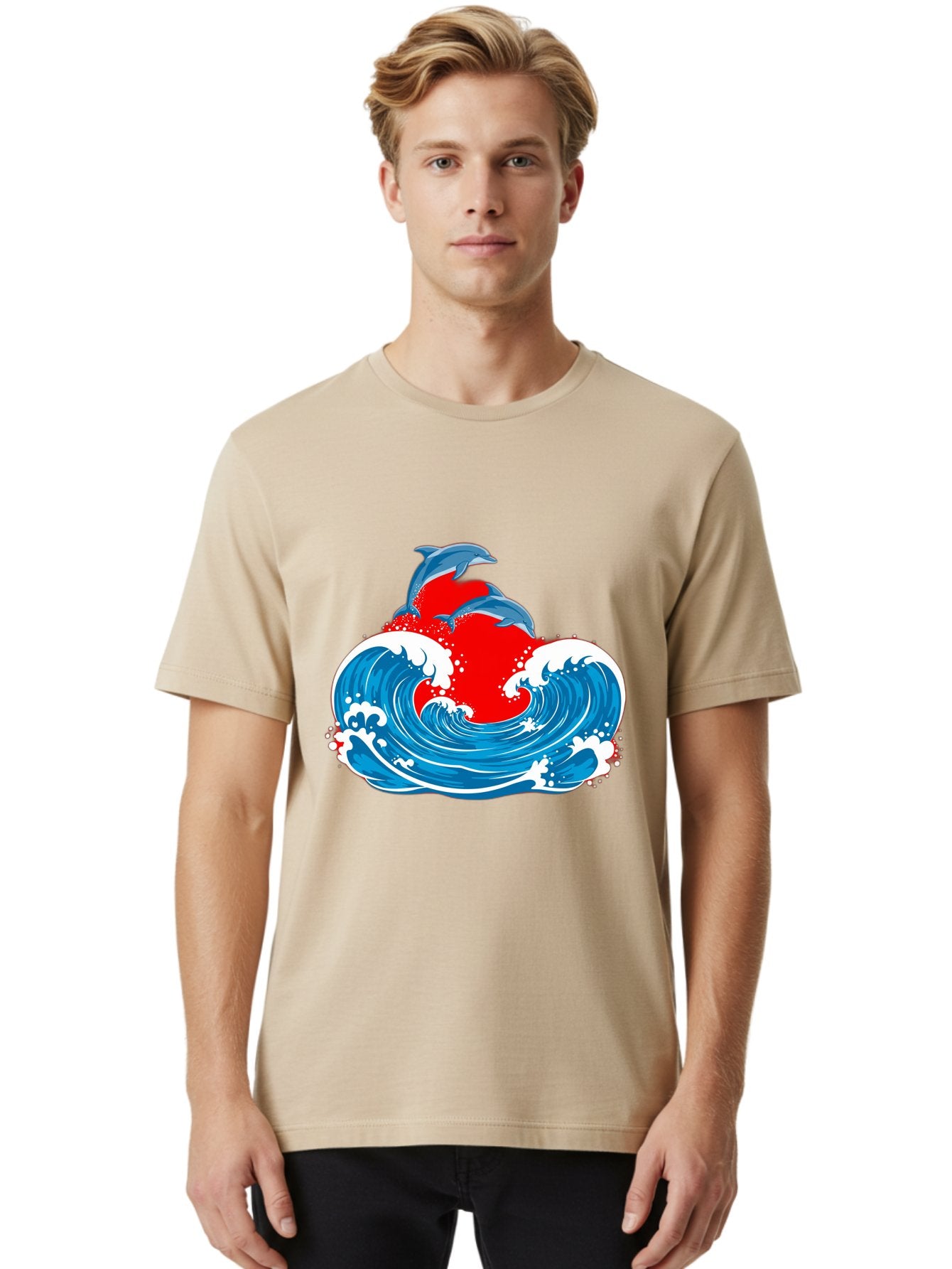 Dolphins-Jumping-Wave Men'S Graphic Tee, 100% Cotton, Comfortable Casual Summer Wear, Machine Washable, Vintage Camera, Old Camera, Antique Camera, Black Camera, Classic Photography, Photography Equipment, Nostalgic Device, Film Camera, Bag401 24