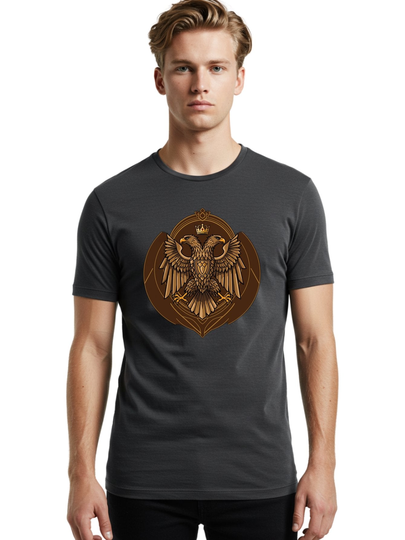 Double-Headed-Eagle-Crest Men'S Graphic Tee, 100% Cotton, Comfortable Casual Summer Wear, Machine Washable, Vintage Camera, Old Camera, Antique Camera, Black Camera, Classic Photography, Photography Equipment, Nostalgic Device, Film Camera, Bag410 17
