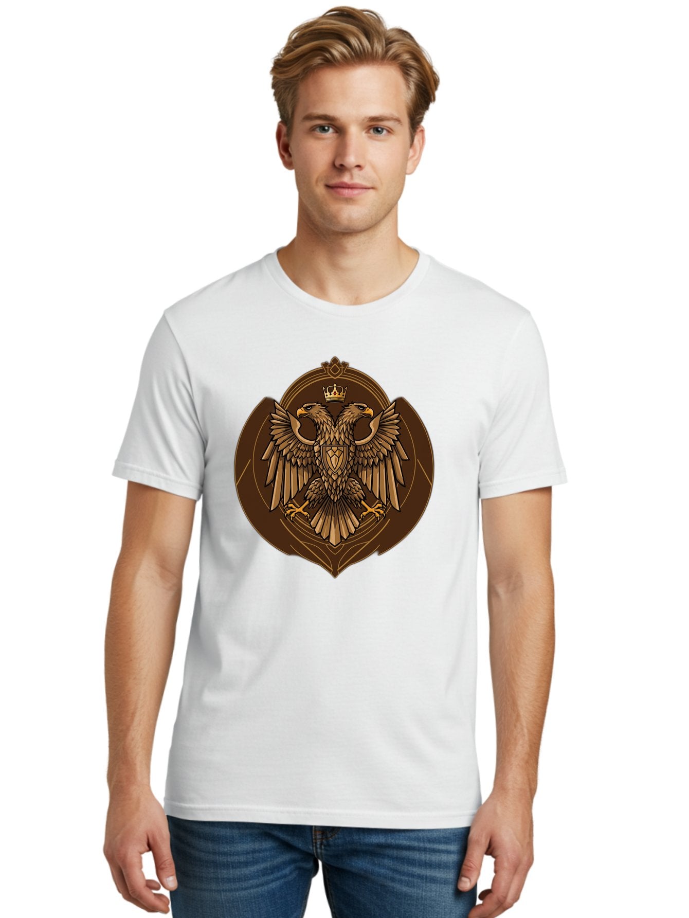 Double-Headed-Eagle-Crest Men'S Graphic Tee, 100% Cotton, Comfortable Casual Summer Wear, Machine Washable, Vintage Camera, Old Camera, Antique Camera, Black Camera, Classic Photography, Photography Equipment, Nostalgic Device, Film Camera, Bag410 24