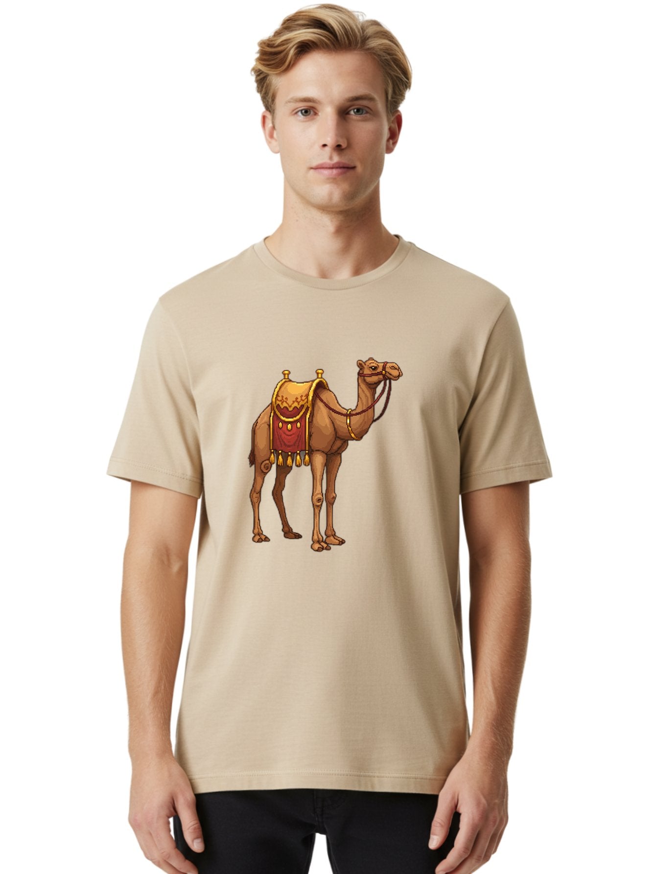 Dromedary-Camel Men'S Graphic Tee, 100% Cotton, Comfortable Casual Summer Wear, Machine Washable, Vintage Camera, Old Camera, Antique Camera, Black Camera, Classic Photography, Photography Equipment, Nostalgic Device, Film Camera, Camera Art Bag417 22