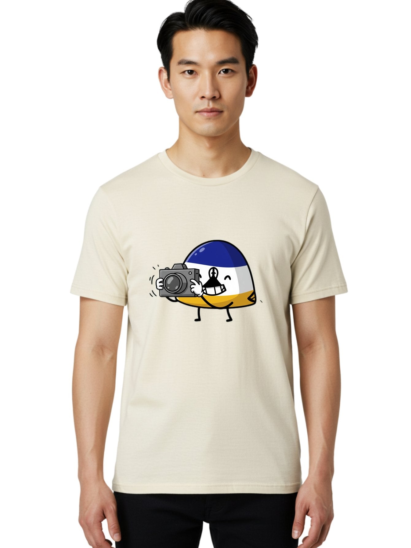 Egg-With-Camera Men'S Graphic Tee, 100% Cotton, Comfortable Casual Summer Wear, Machine Washable, Vintage Camera, Old Camera, Antique Camera, Black Camera, Classic Photography, Photography Equipment, Nostalgic Device, Film Camera, Camera Art Bag422 28