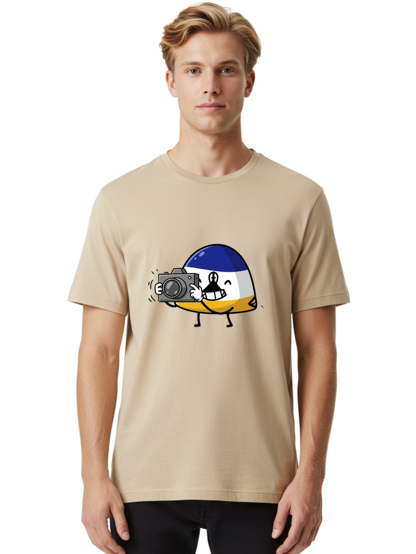Egg-With-Camera Men'S Graphic Tee, 100% Cotton, Comfortable Casual Summer Wear, Machine Washable, Vintage Camera, Old Camera, Antique Camera, Black Camera, Classic Photography, Photography Equipment, Nostalgic Device, Film Camera, Camera Art Bag422 19