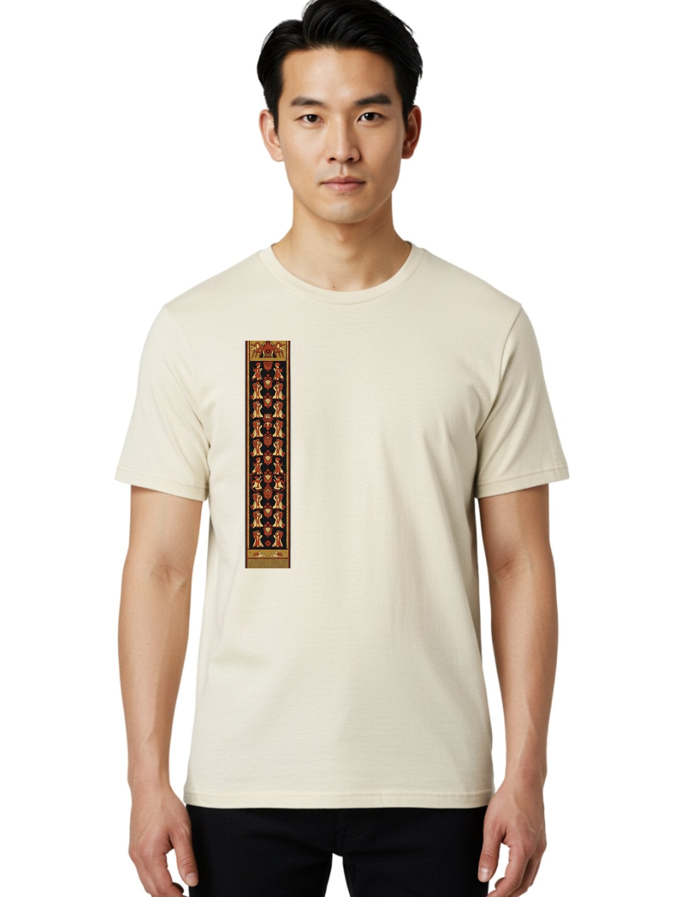 Egyptian-Hieroglyphic-Border Men'S Graphic Tee, 100% Cotton, Comfortable Casual Summer Wear, Machine Washable, Vintage Camera, Old Camera, Antique Camera, Black Camera, Classic Photography, Photography Equipment, Nostalgic Device, Film Camera, Bag423 27