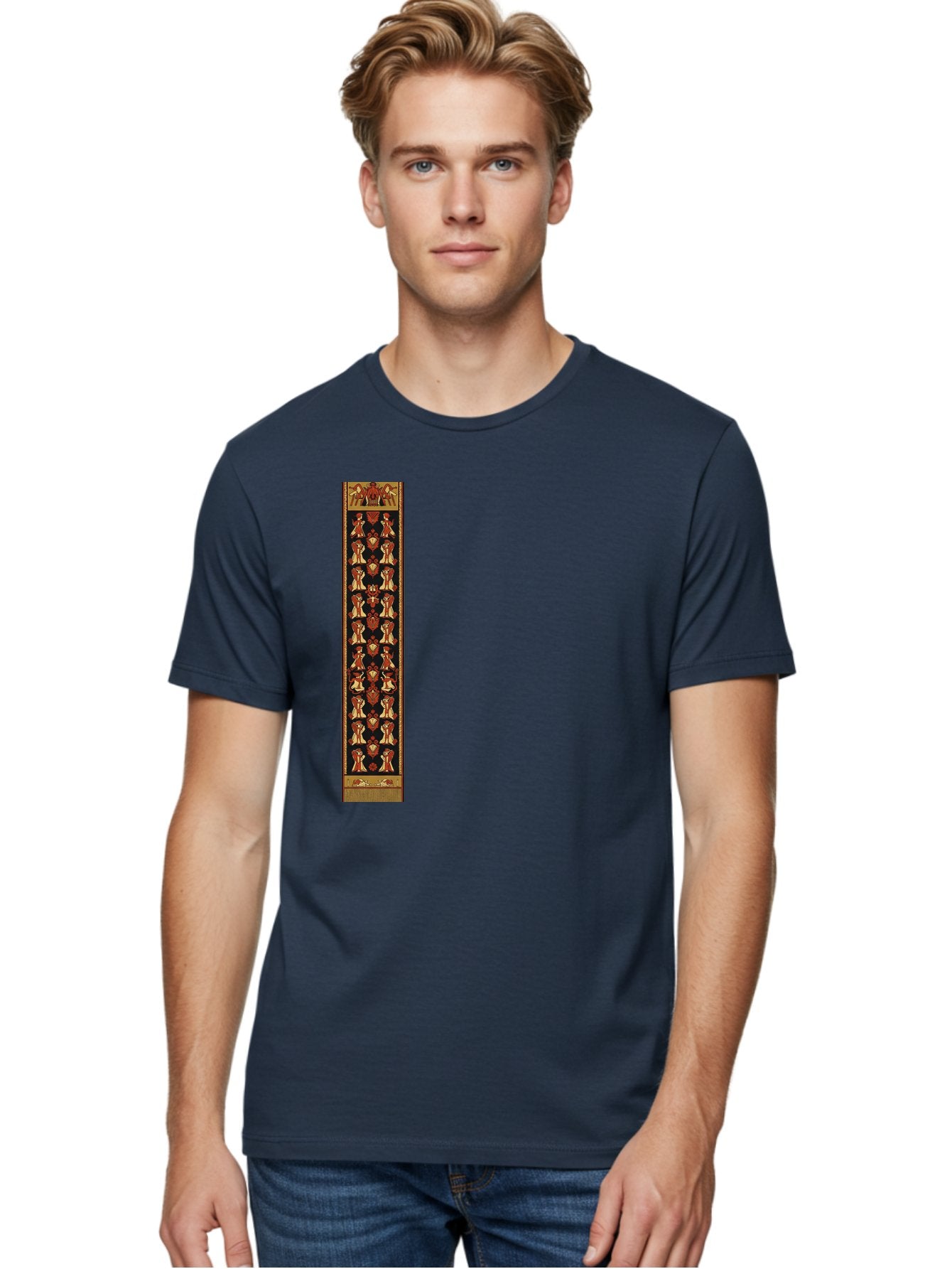 Egyptian-Hieroglyphic-Border Men'S Graphic Tee, 100% Cotton, Comfortable Casual Summer Wear, Machine Washable, Vintage Camera, Old Camera, Antique Camera, Black Camera, Classic Photography, Photography Equipment, Nostalgic Device, Film Camera, Bag423 23
