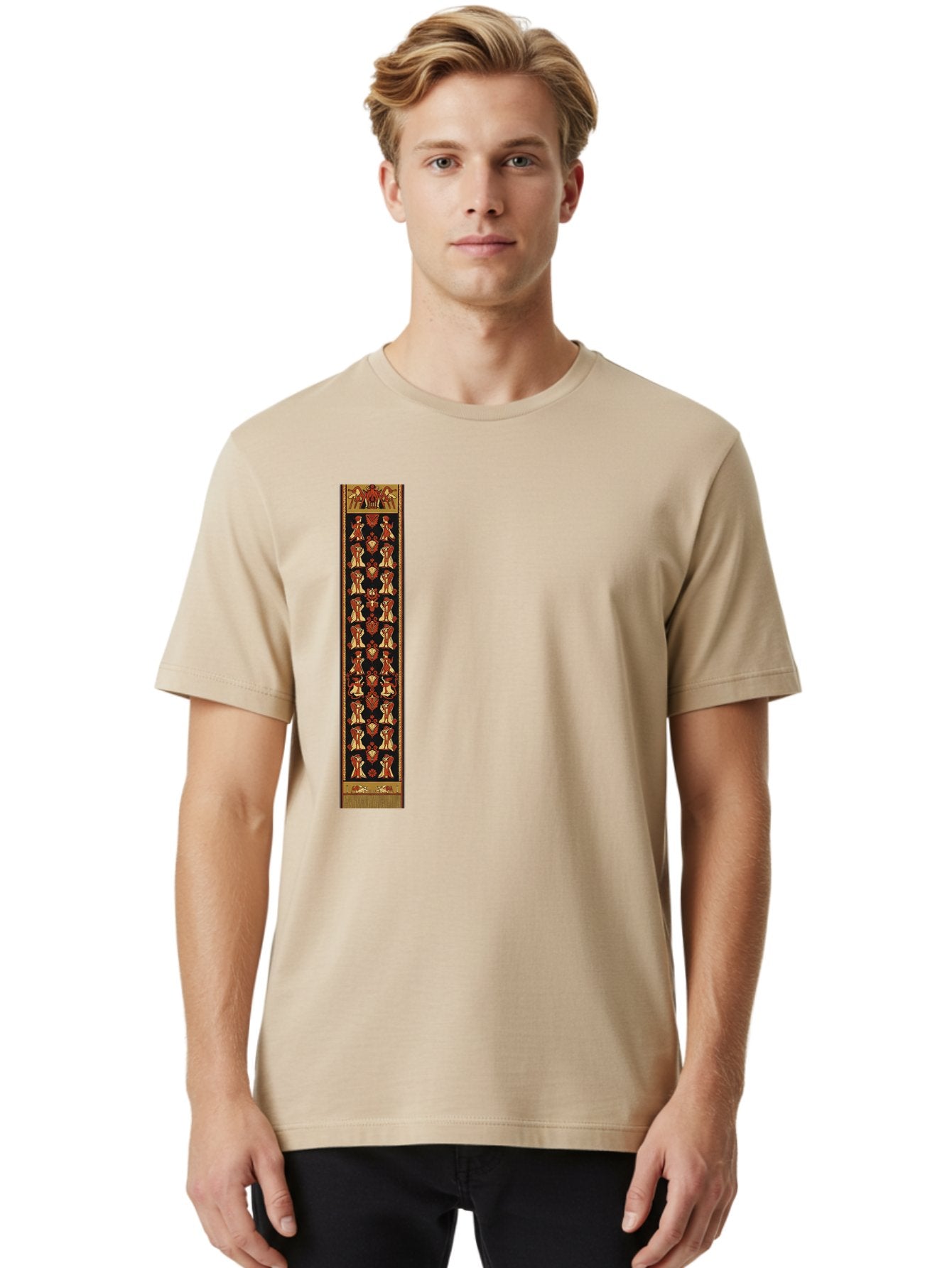 Egyptian-Hieroglyphic-Border Men'S Graphic Tee, 100% Cotton, Comfortable Casual Summer Wear, Machine Washable, Vintage Camera, Old Camera, Antique Camera, Black Camera, Classic Photography, Photography Equipment, Nostalgic Device, Film Camera, Bag423 24