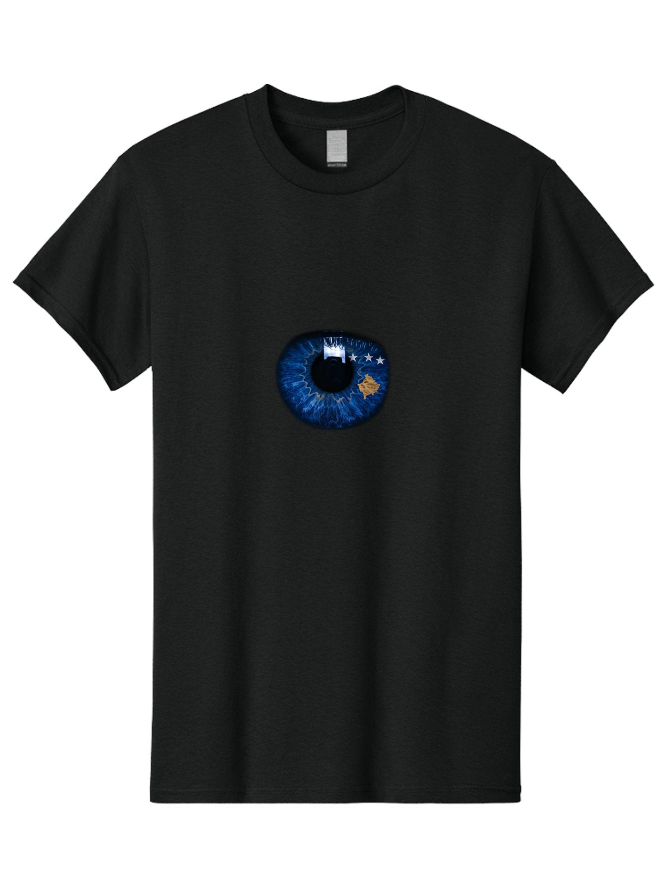 Eye-With-Eu-Flag Men'S Graphic Tee, 100% Cotton, Comfortable Casual Summer Wear, Machine Washable, Vintage Camera, Old Camera, Antique Camera, Black Camera, Classic Photography, Photography Equipment, Nostalgic Device, Film Camera, Camera Art Bag429 8