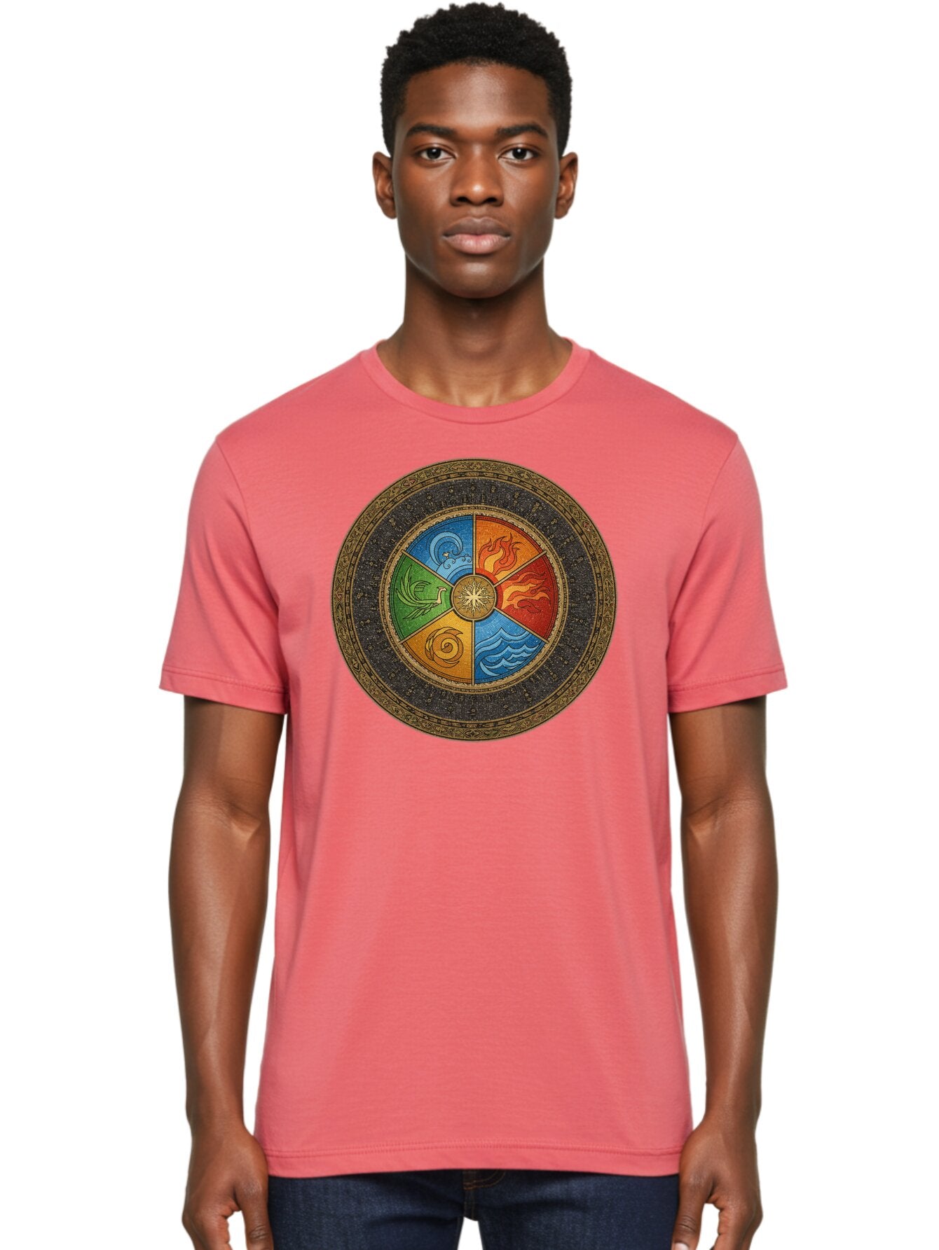 Five-Elements-Circle Men'S Graphic Tee, 100% Cotton, Comfortable Casual Summer Wear, Machine Washable, Vintage Camera, Old Camera, Antique Camera, Black Camera, Classic Photography, Photography Equipment, Nostalgic Device, Film Camera, Bag442 25