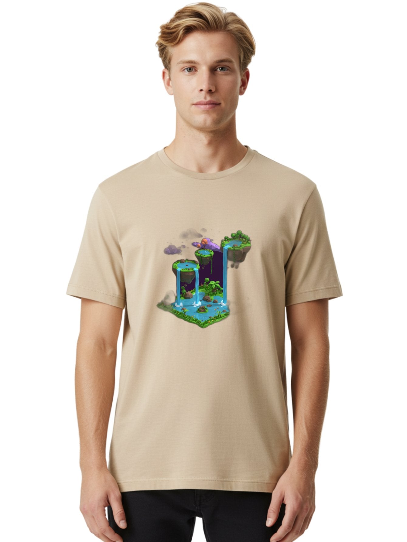 Floating-Islands-Waterfall Men'S Graphic Tee, 100% Cotton, Comfortable Casual Summer Wear, Machine Washable, Vintage Camera, Old Camera, Antique Camera, Black Camera, Classic Photography, Photography Equipment, Nostalgic Device, Film Camera, Bag449 23