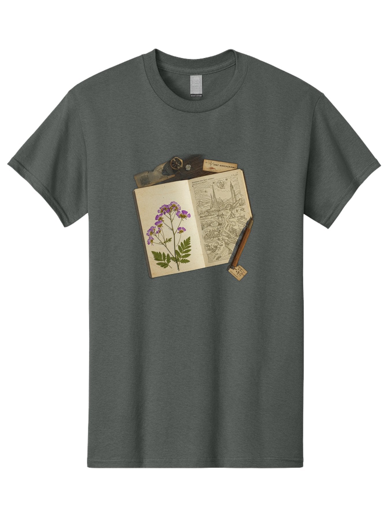 Flora-Illustration-Book Men'S Graphic Tee, 100% Cotton, Comfortable Casual Summer Wear, Machine Washable, Vintage Camera, Old Camera, Antique Camera, Black Camera, Classic Photography, Photography Equipment, Nostalgic Device, Film Camera, Bag455 5