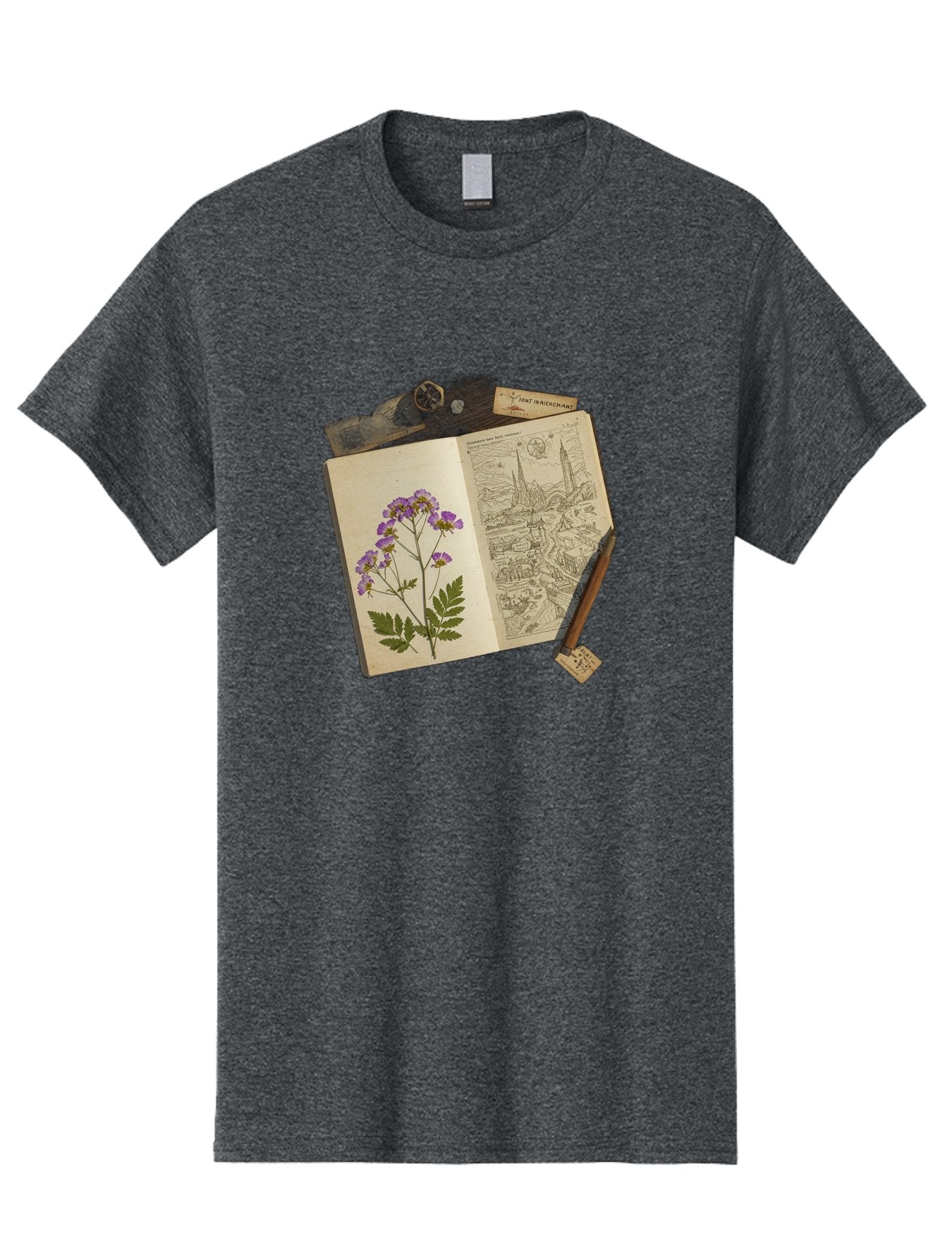 Flora-Illustration-Book Men'S Graphic Tee, 100% Cotton, Comfortable Casual Summer Wear, Machine Washable, Vintage Camera, Old Camera, Antique Camera, Black Camera, Classic Photography, Photography Equipment, Nostalgic Device, Film Camera, Bag455 8
