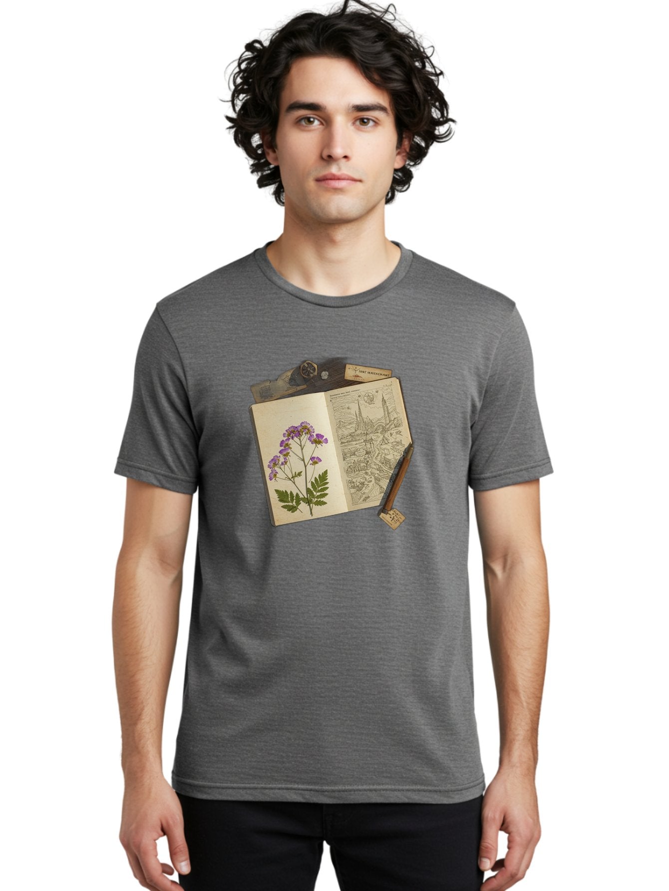 Flora-Illustration-Book Men'S Graphic Tee, 100% Cotton, Comfortable Casual Summer Wear, Machine Washable, Vintage Camera, Old Camera, Antique Camera, Black Camera, Classic Photography, Photography Equipment, Nostalgic Device, Film Camera, Bag455 17