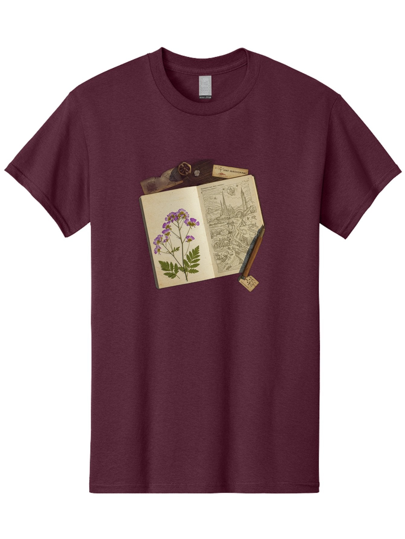 Flora-Illustration-Book Men'S Graphic Tee, 100% Cotton, Comfortable Casual Summer Wear, Machine Washable, Vintage Camera, Old Camera, Antique Camera, Black Camera, Classic Photography, Photography Equipment, Nostalgic Device, Film Camera, Bag455 3