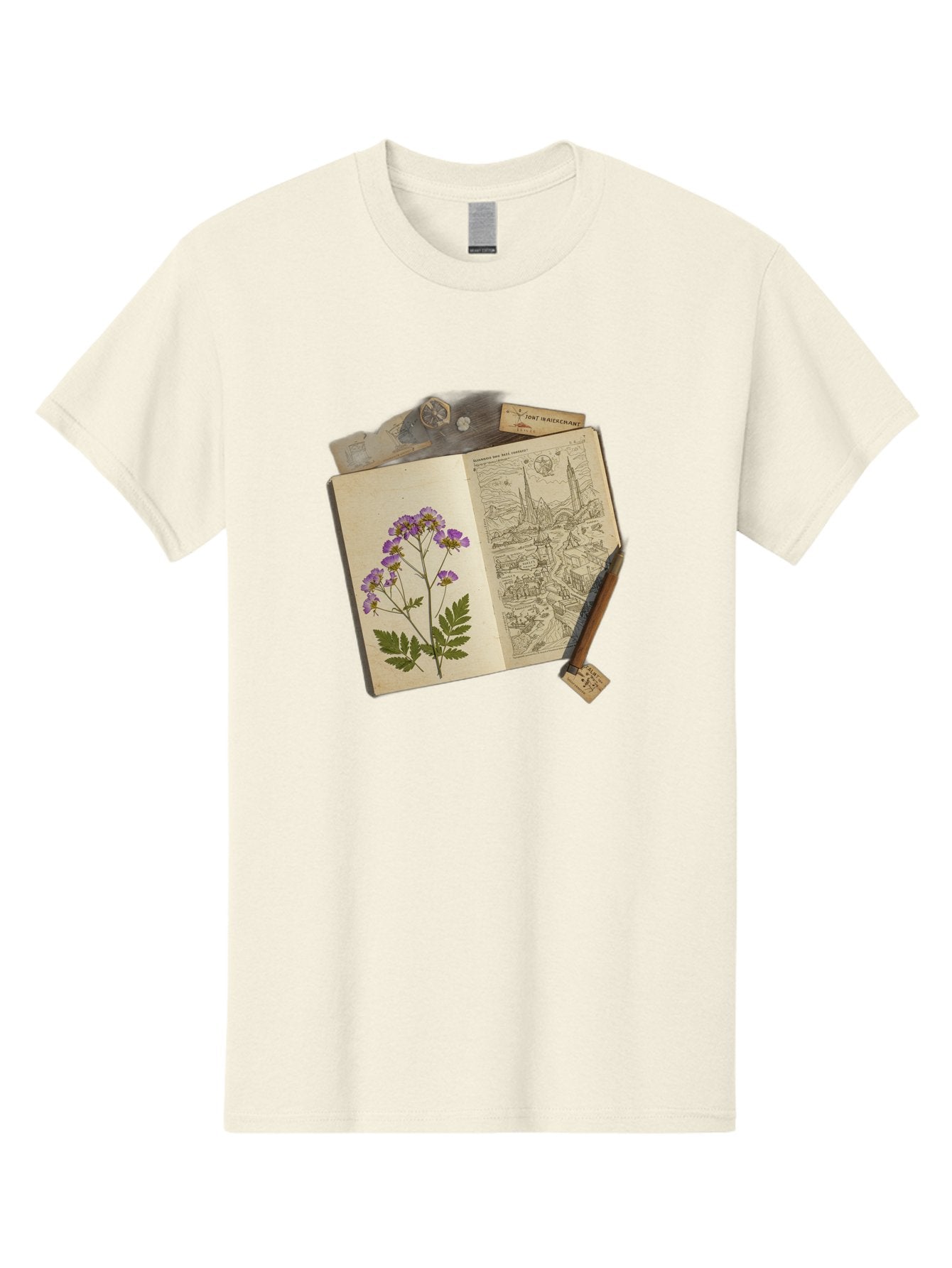 Flora-Illustration-Book Men'S Graphic Tee, 100% Cotton, Comfortable Casual Summer Wear, Machine Washable, Vintage Camera, Old Camera, Antique Camera, Black Camera, Classic Photography, Photography Equipment, Nostalgic Device, Film Camera, Bag455 6