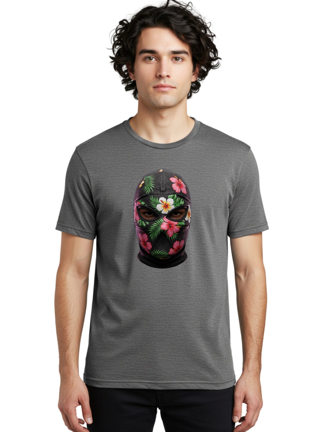 Floral-Balaclava-Mask Men'S Graphic Tee, 100% Cotton, Comfortable Casual Summer Wear, Machine Washable, Vintage Camera, Old Camera, Antique Camera, Black Camera, Classic Photography, Photography Equipment, Nostalgic Device, Film Camera, Bag456 24