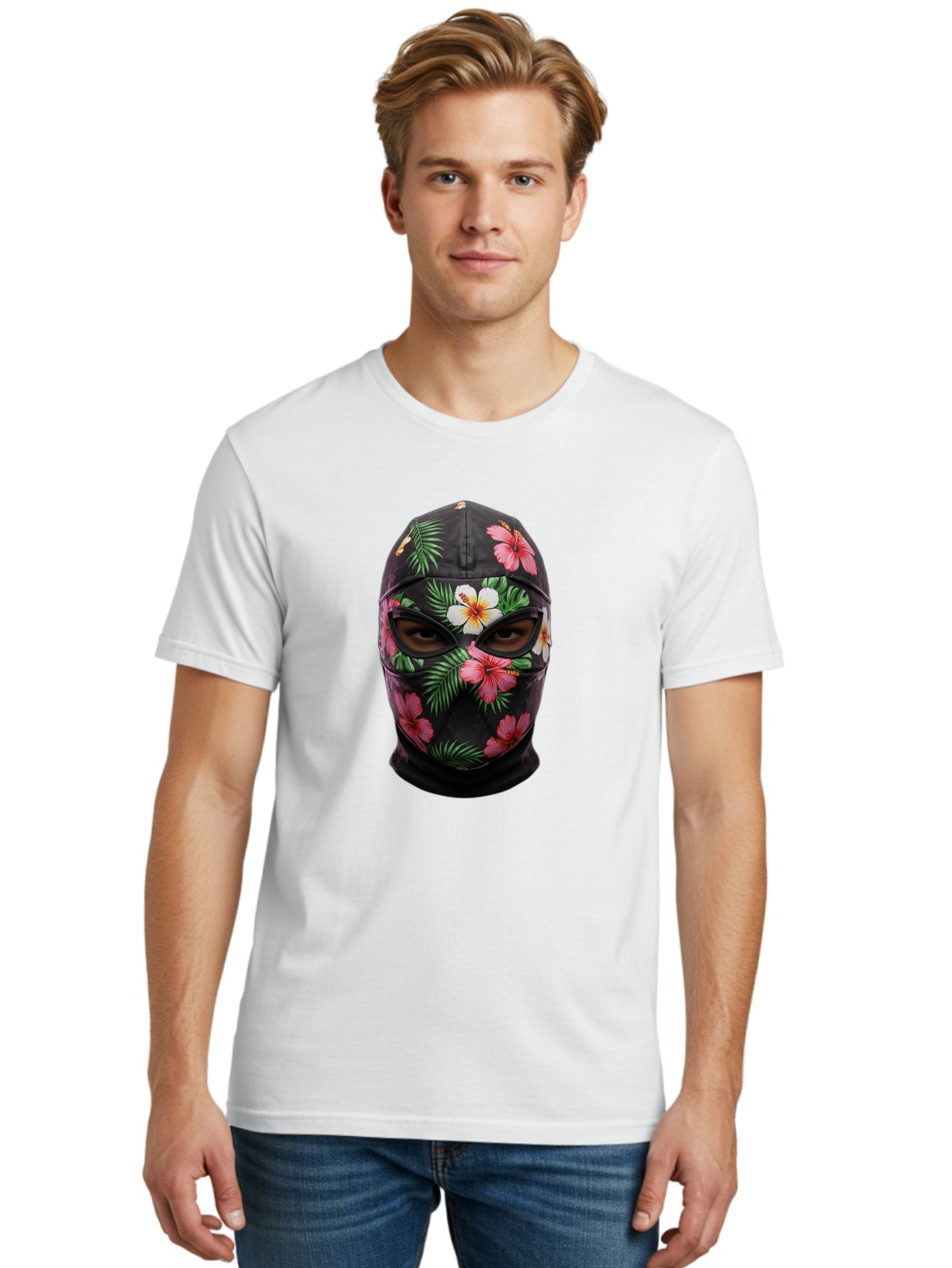 Floral-Balaclava-Mask Men'S Graphic Tee, 100% Cotton, Comfortable Casual Summer Wear, Machine Washable, Vintage Camera, Old Camera, Antique Camera, Black Camera, Classic Photography, Photography Equipment, Nostalgic Device, Film Camera, Bag456 19
