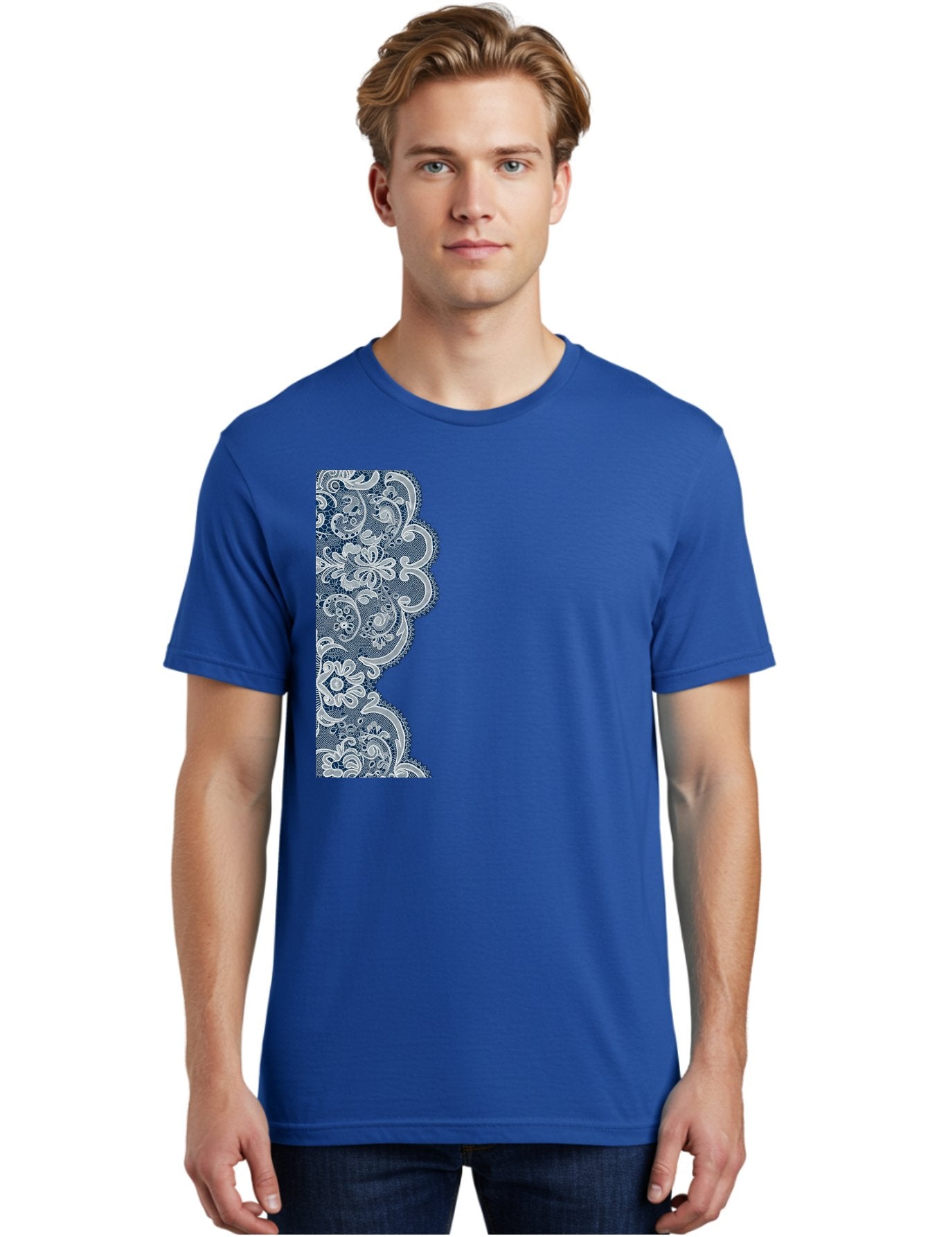 Floral-Lace-Border Men'S Graphic Tee, 100% Cotton, Comfortable Casual Summer Wear, Machine Washable, Vintage Camera, Old Camera, Antique Camera, Black Camera, Classic Photography, Photography Equipment, Nostalgic Device, Film Camera, Bag460 17