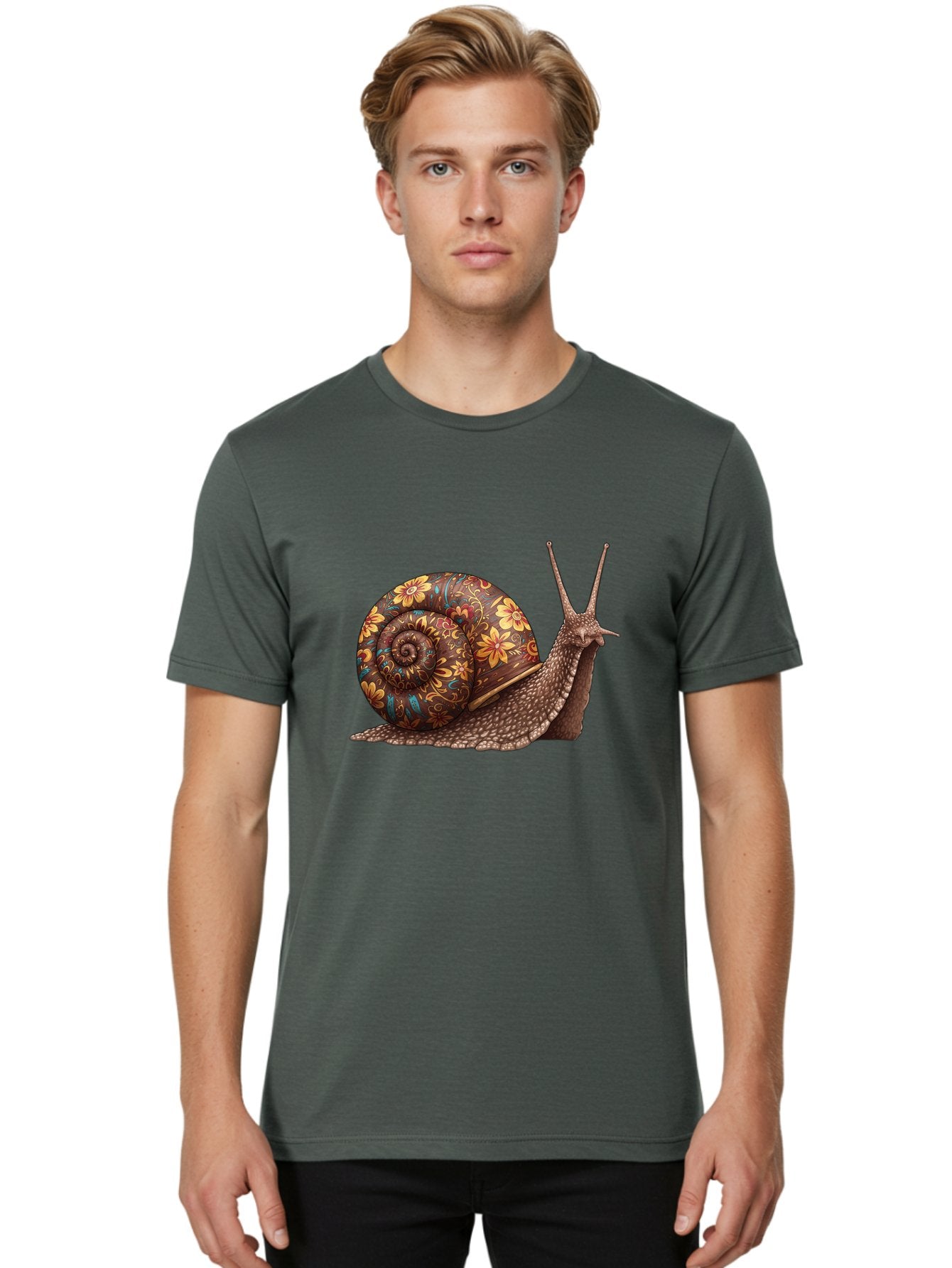 Floral-Snail-2 Men'S Graphic Tee, 100% Cotton, Comfortable Casual Summer Wear, Machine Washable, Vintage Camera, Old Camera, Antique Camera, Black Camera, Classic Photography, Photography Equipment, Nostalgic Device, Film Camera, Camera Art Bag464 29