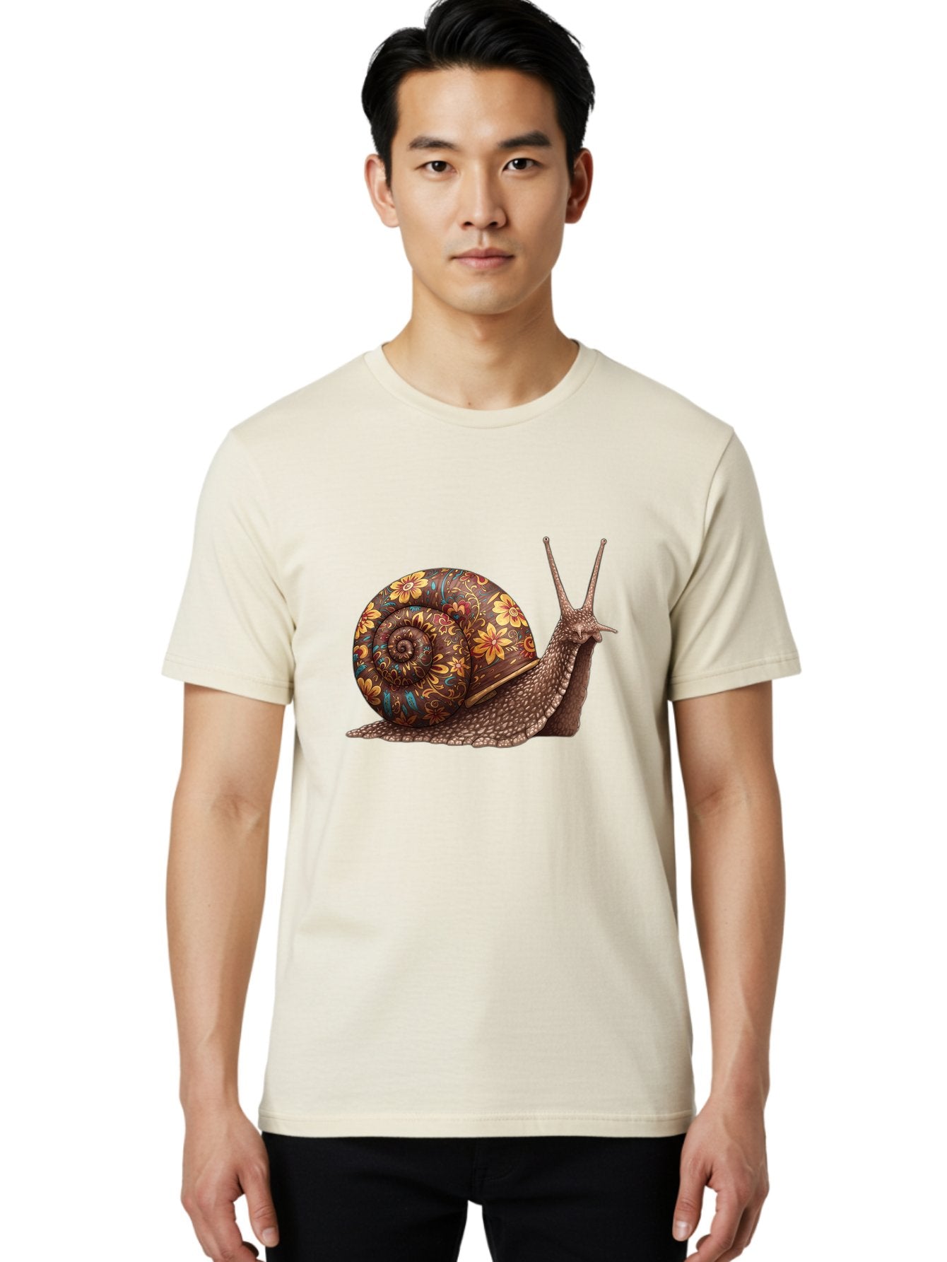 Floral-Snail-2 Men'S Graphic Tee, 100% Cotton, Comfortable Casual Summer Wear, Machine Washable, Vintage Camera, Old Camera, Antique Camera, Black Camera, Classic Photography, Photography Equipment, Nostalgic Device, Film Camera, Camera Art Bag464 16