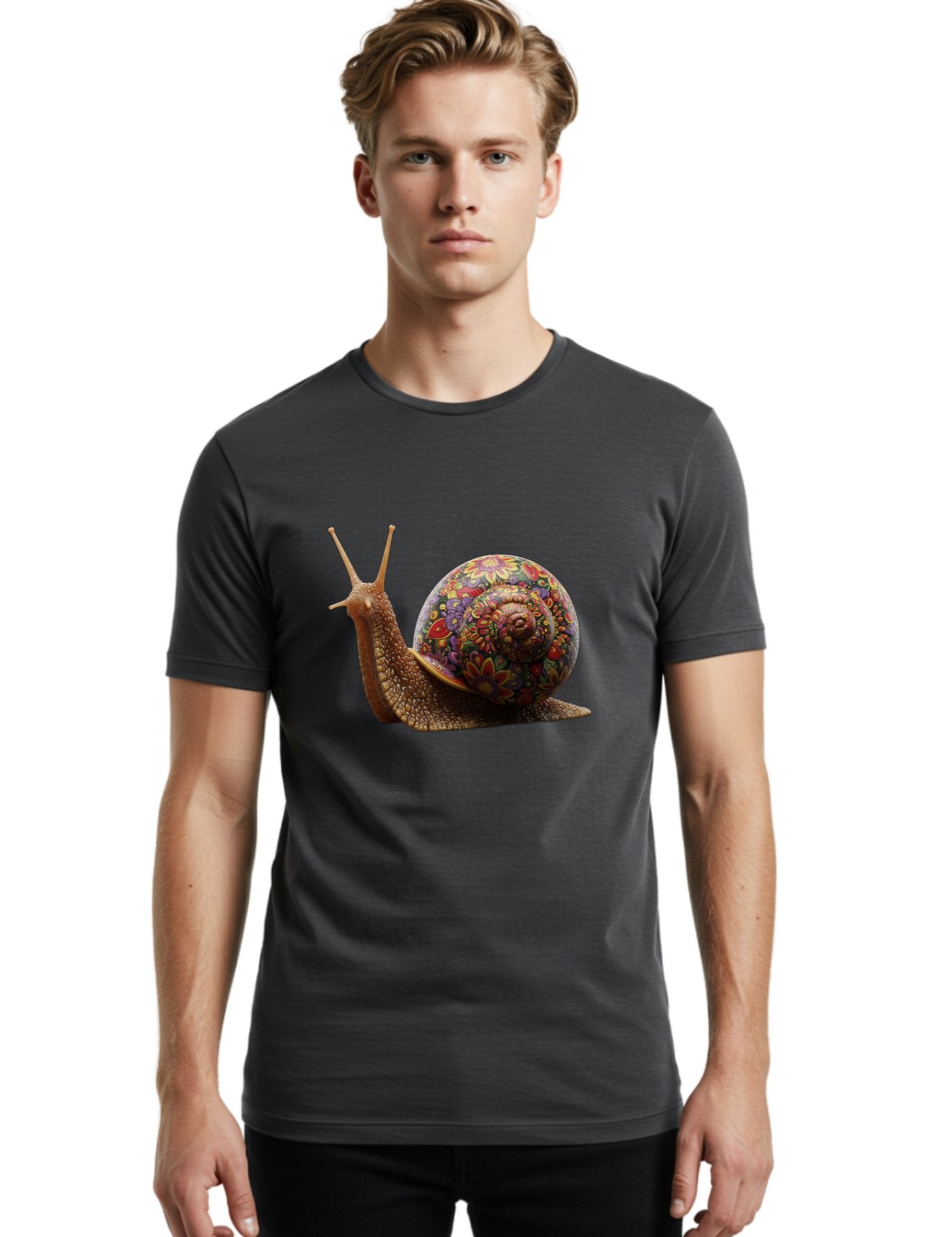 Floral-Snail-3 Men'S Graphic Tee, 100% Cotton, Comfortable Casual Summer Wear, Machine Washable, Vintage Camera, Old Camera, Antique Camera, Black Camera, Classic Photography, Photography Equipment, Nostalgic Device, Film Camera, Camera Art Bag465 22